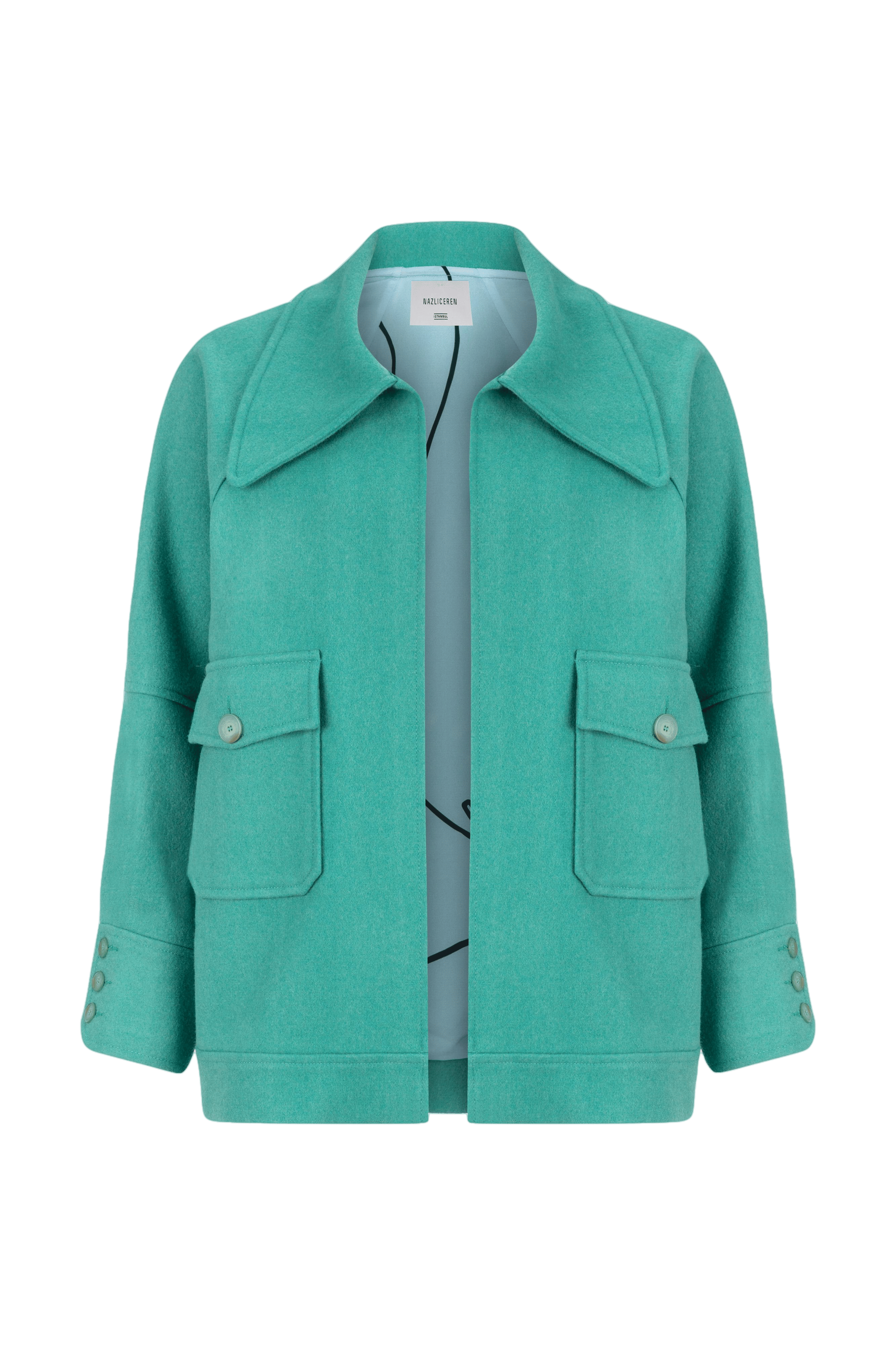 Terry Wool Blend Jacket in Green made by Nazli Ceren