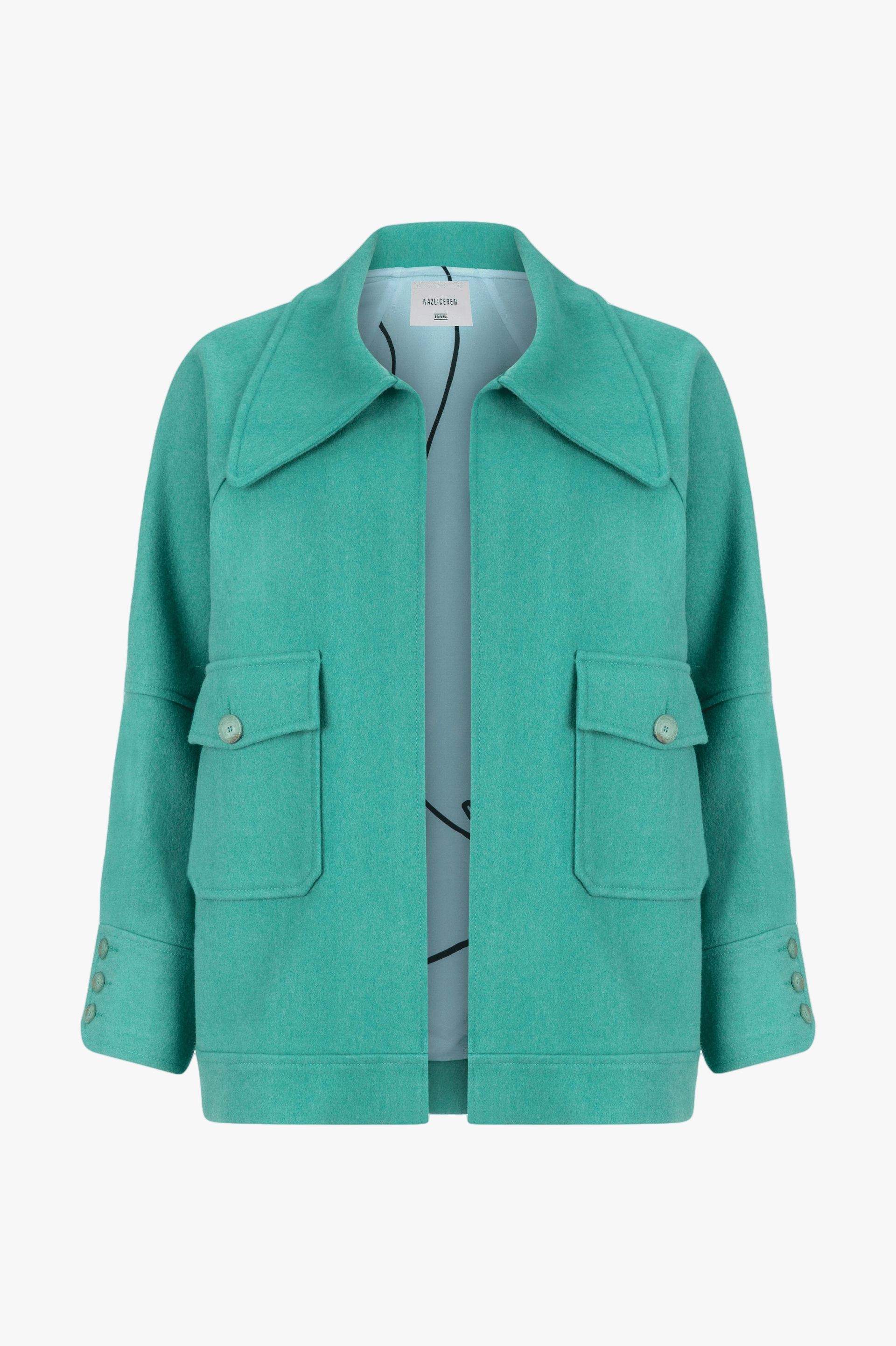 Terry Wool Blend Jacket in Green made by Nazli Ceren