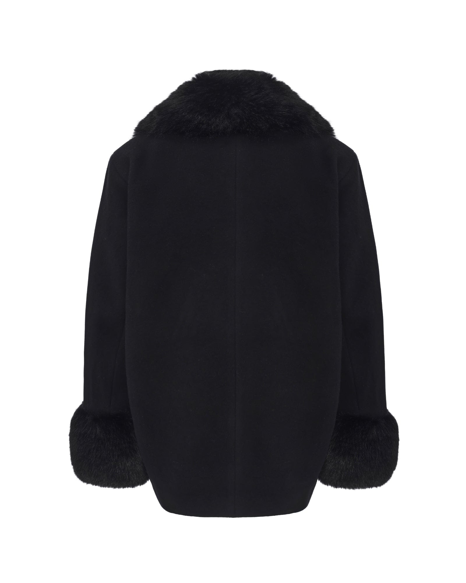 Althea Faux Fur Collar Cocoon Coat (Black) made by Nana Jacqueline