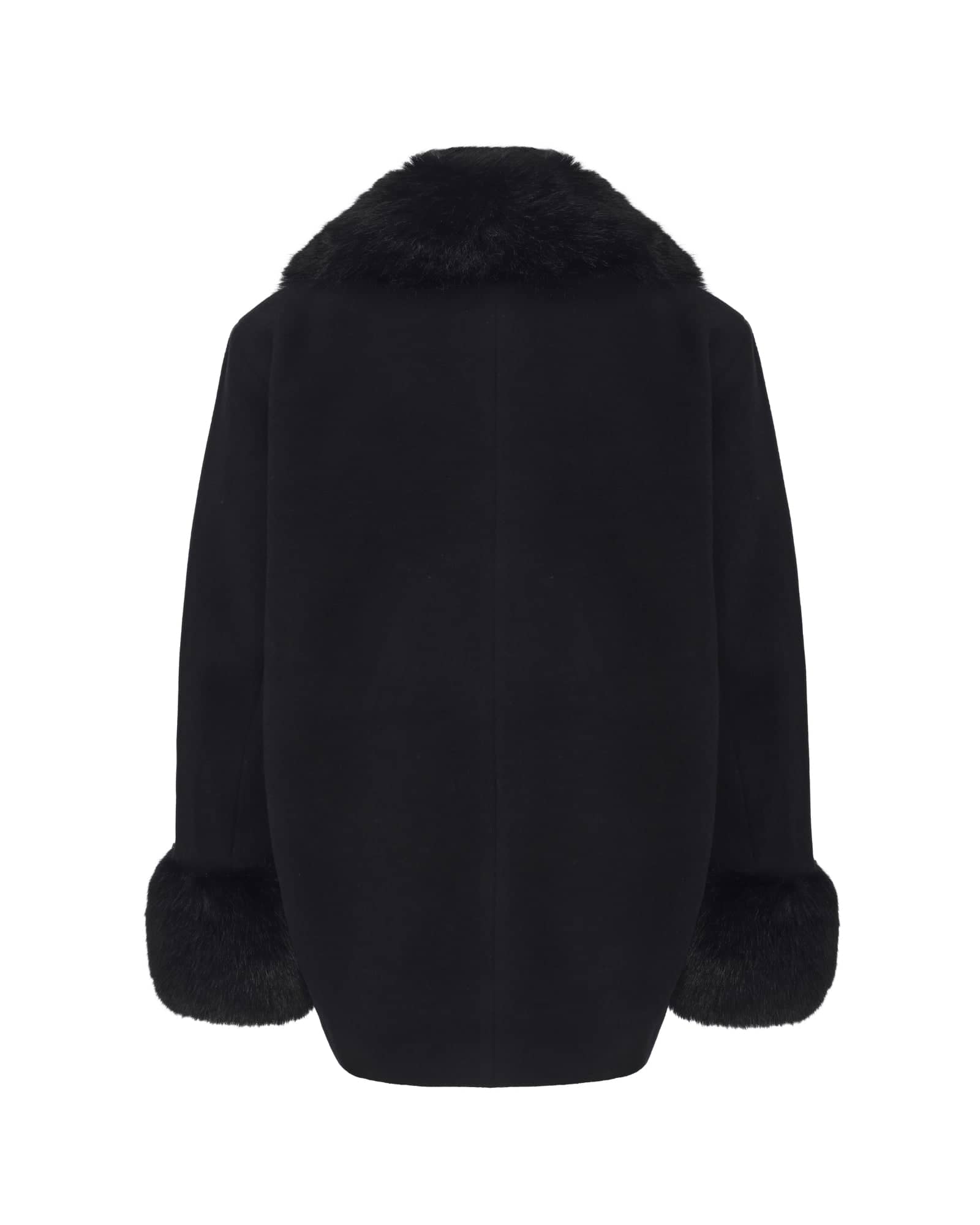 Althea Faux Fur Collar Cocoon Coat (Black) made by Nana Jacqueline