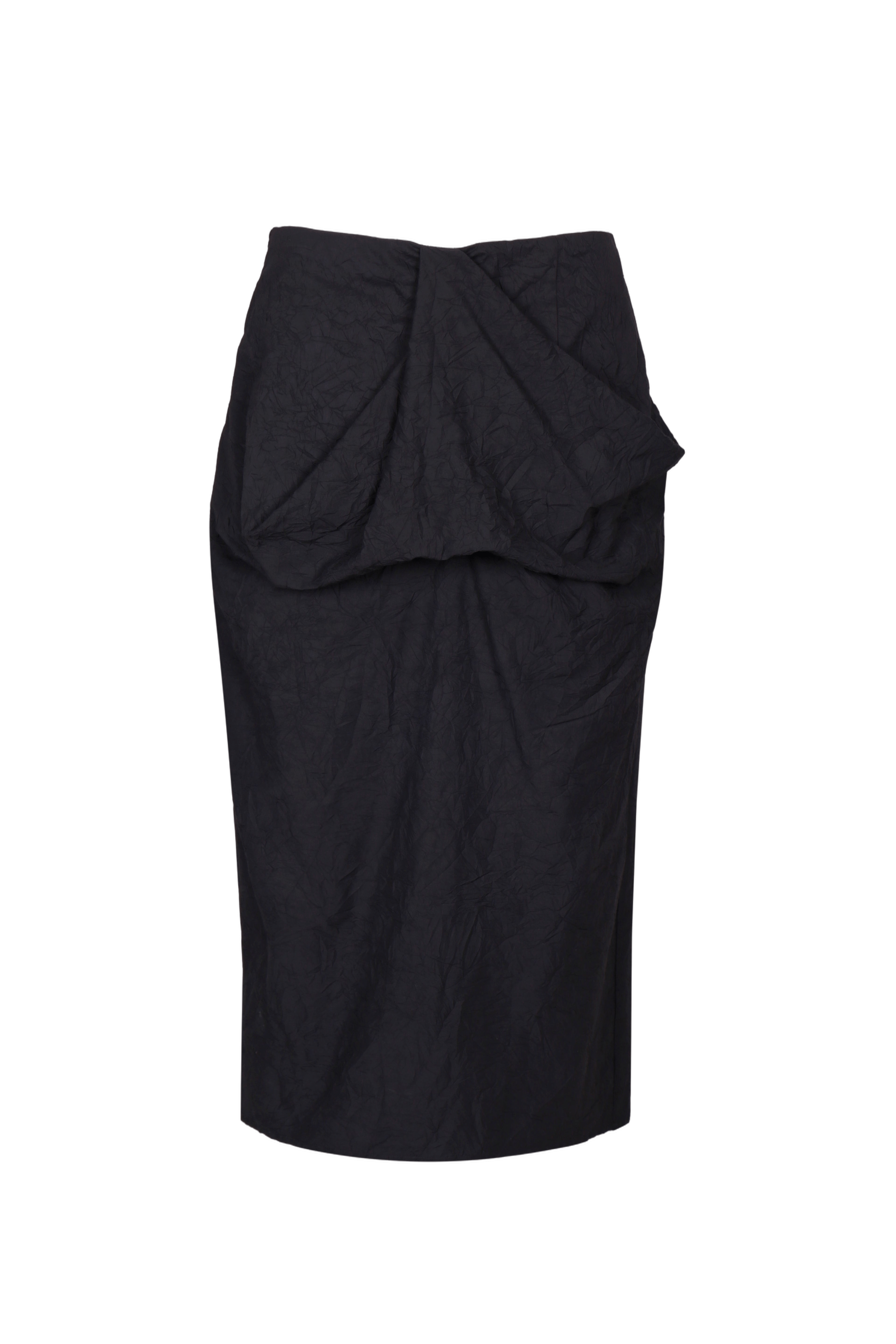 BLACK WRINKLED TEXTURE SKIRT made by YIBRI