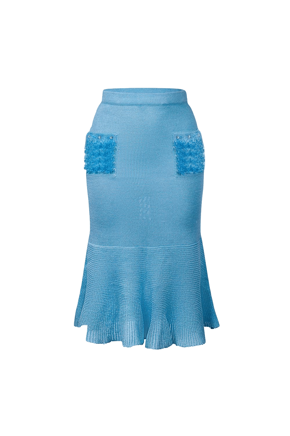 Baby Blue Knit Skirt With Handmade Details made by ANDREEVA