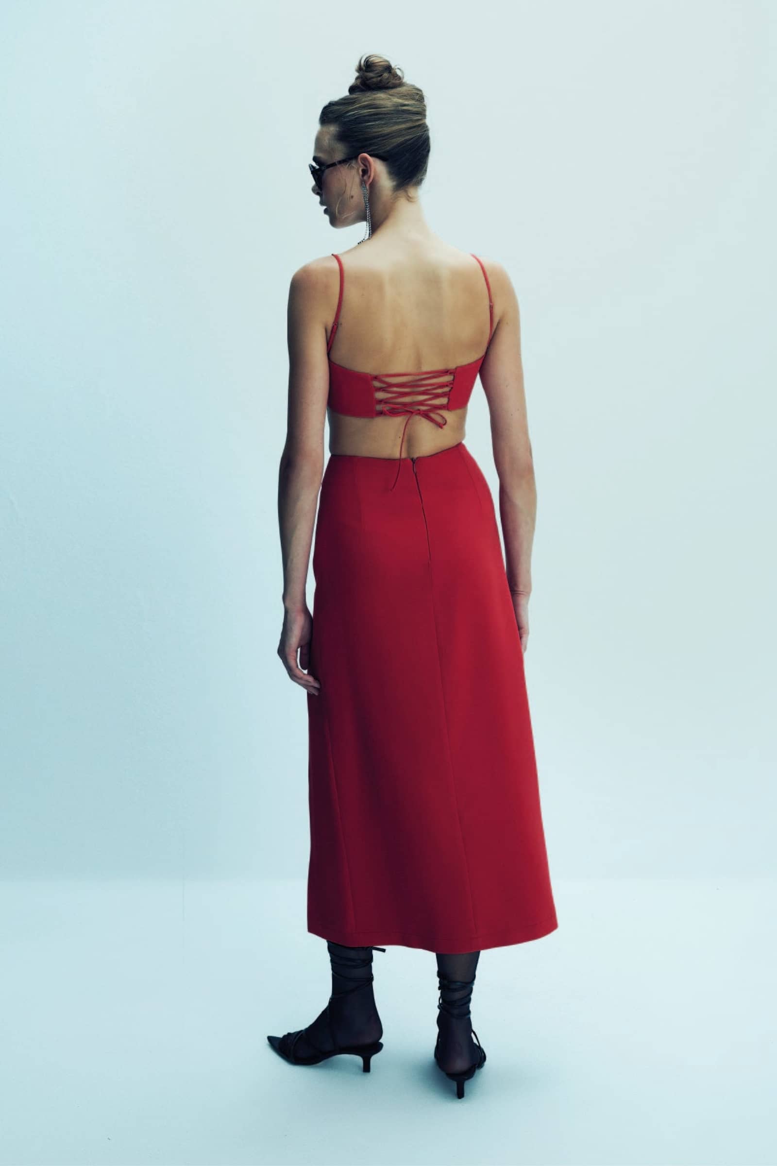 Lea Crepe Maxi Skirt in Paprika Red made by Nazli Ceren