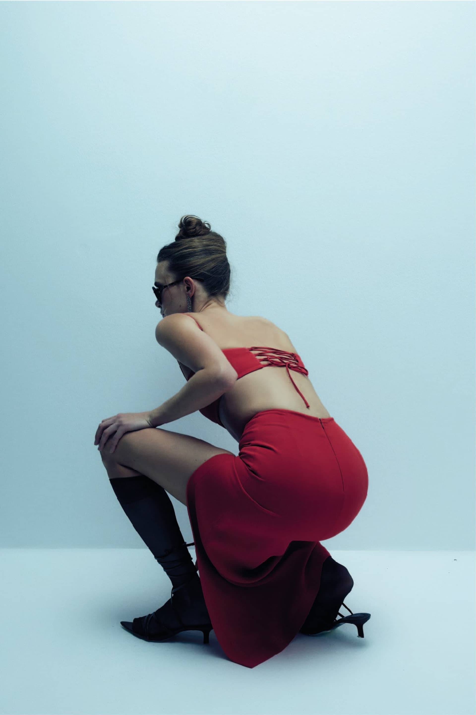 Lea Crepe Maxi Skirt in Paprika Red made by Nazli Ceren