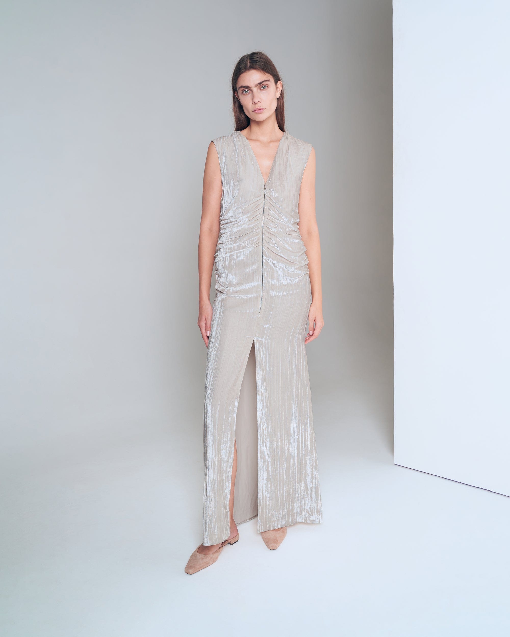 Velvet dress with cented zipper made by A.M.G