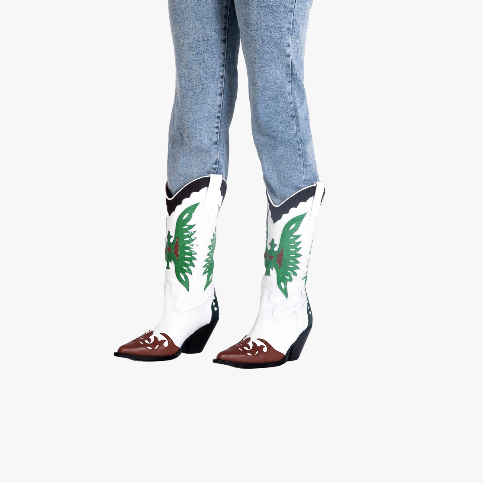 FAR WHITE AND GREEN BOOT in Multi color made by Toral