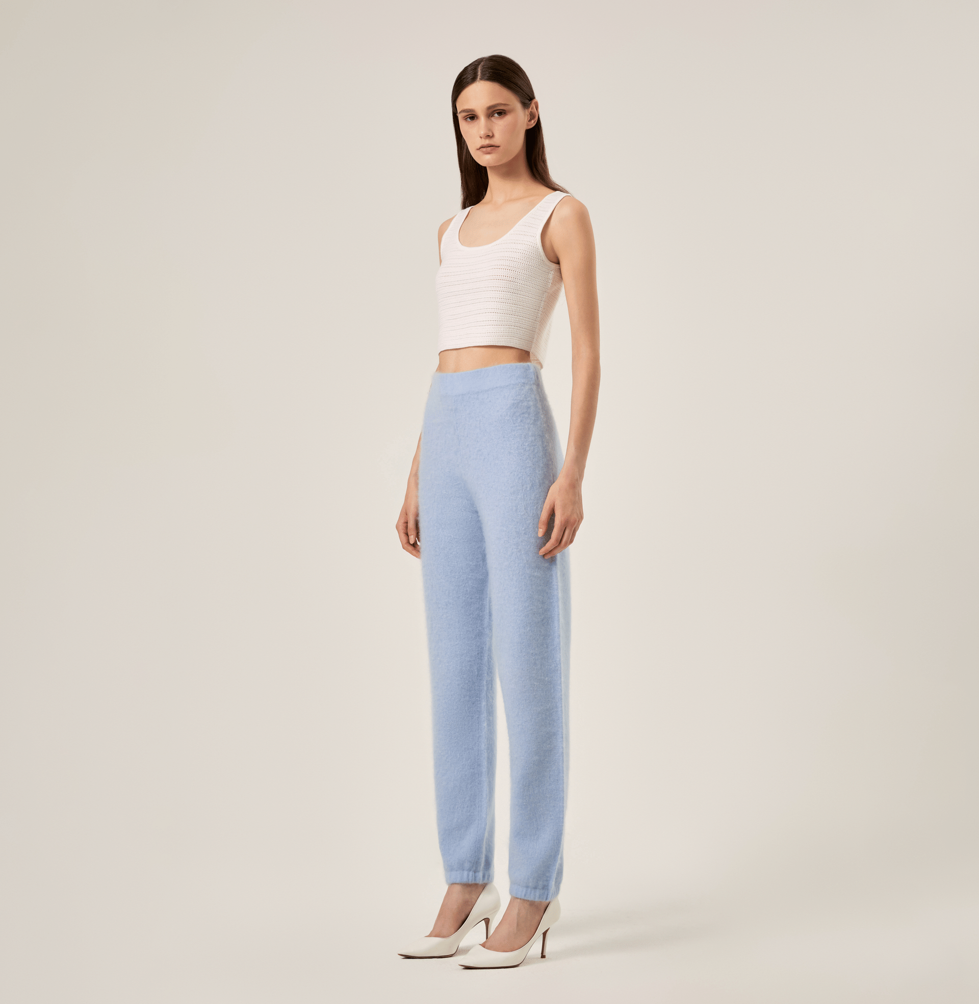 Fluffy Cashmere Jogger Pants in Blue made by CRUSH Collection
