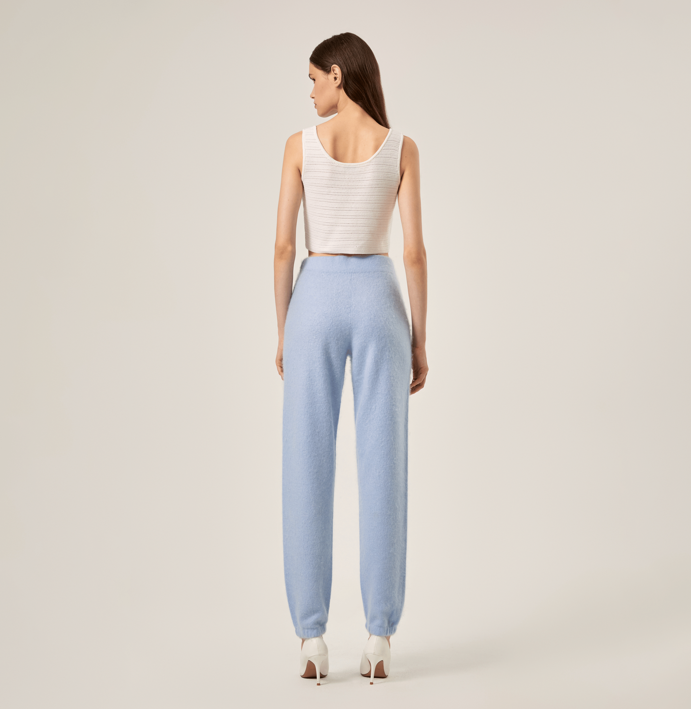 Fluffy Cashmere Jogger Pants in Blue made by CRUSH Collection