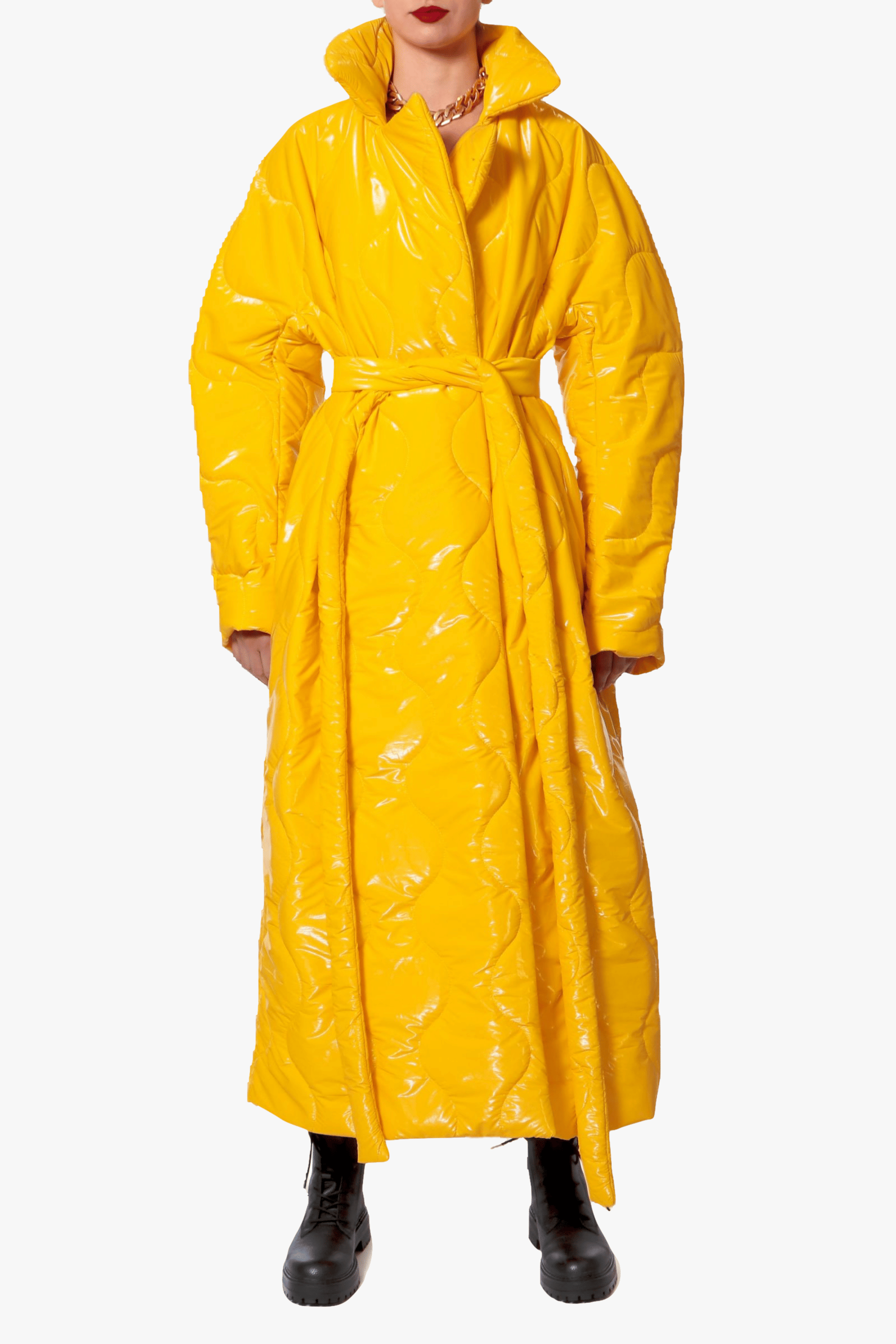 Coat Harlow Super Yellow in Yellow made by HALEWSKI