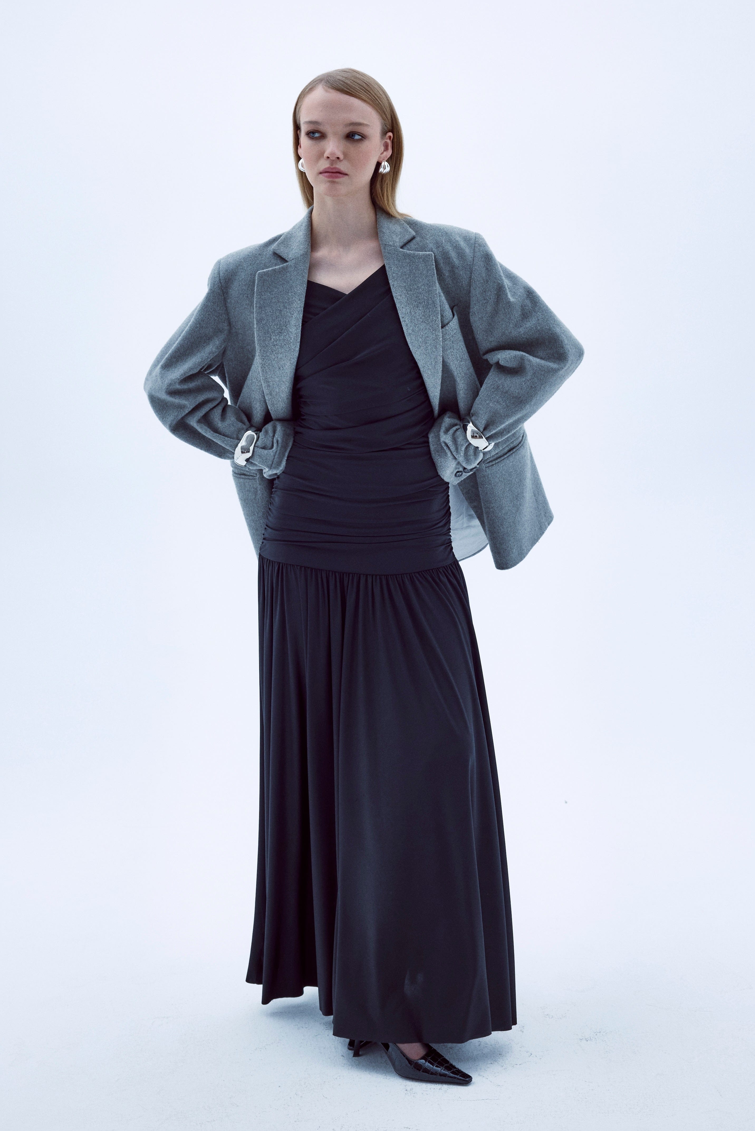 Boxy Wool Blazer in Grey made by Nazli Ceren