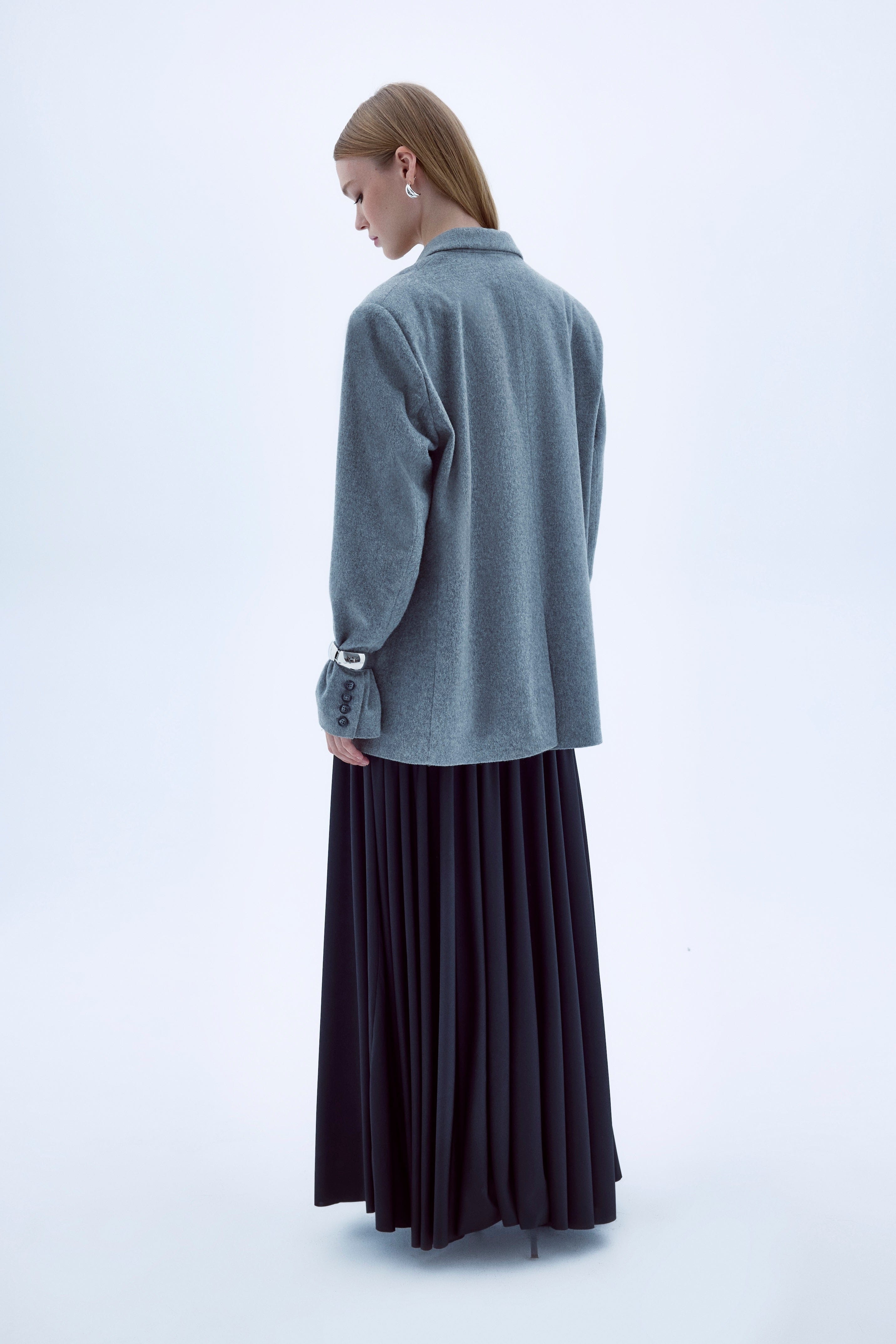 Boxy Wool Blazer in Grey made by Nazli Ceren