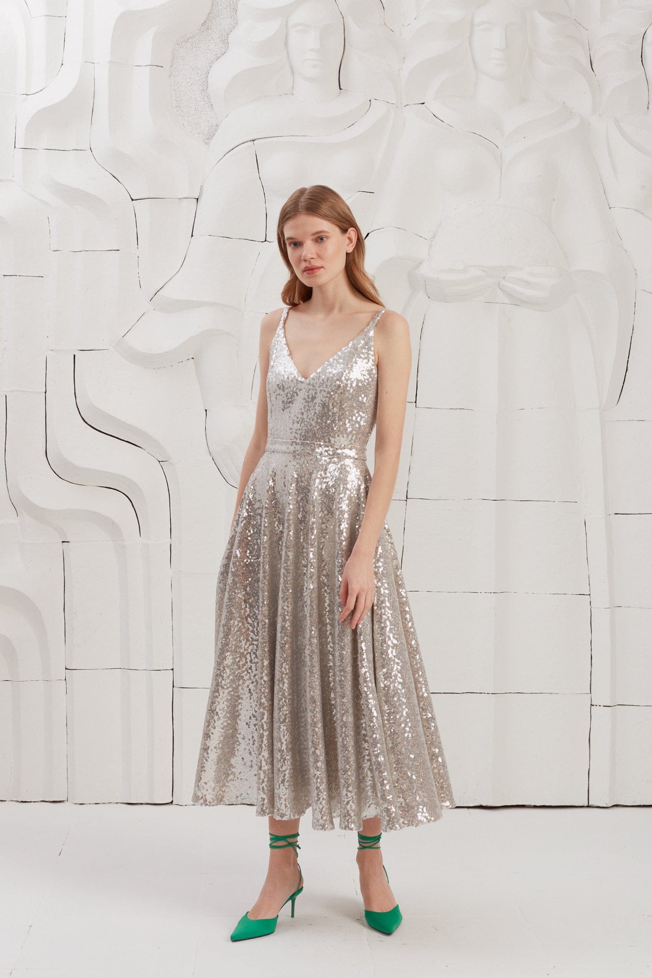ADINA silver sequin midi dress made by UNDRESS