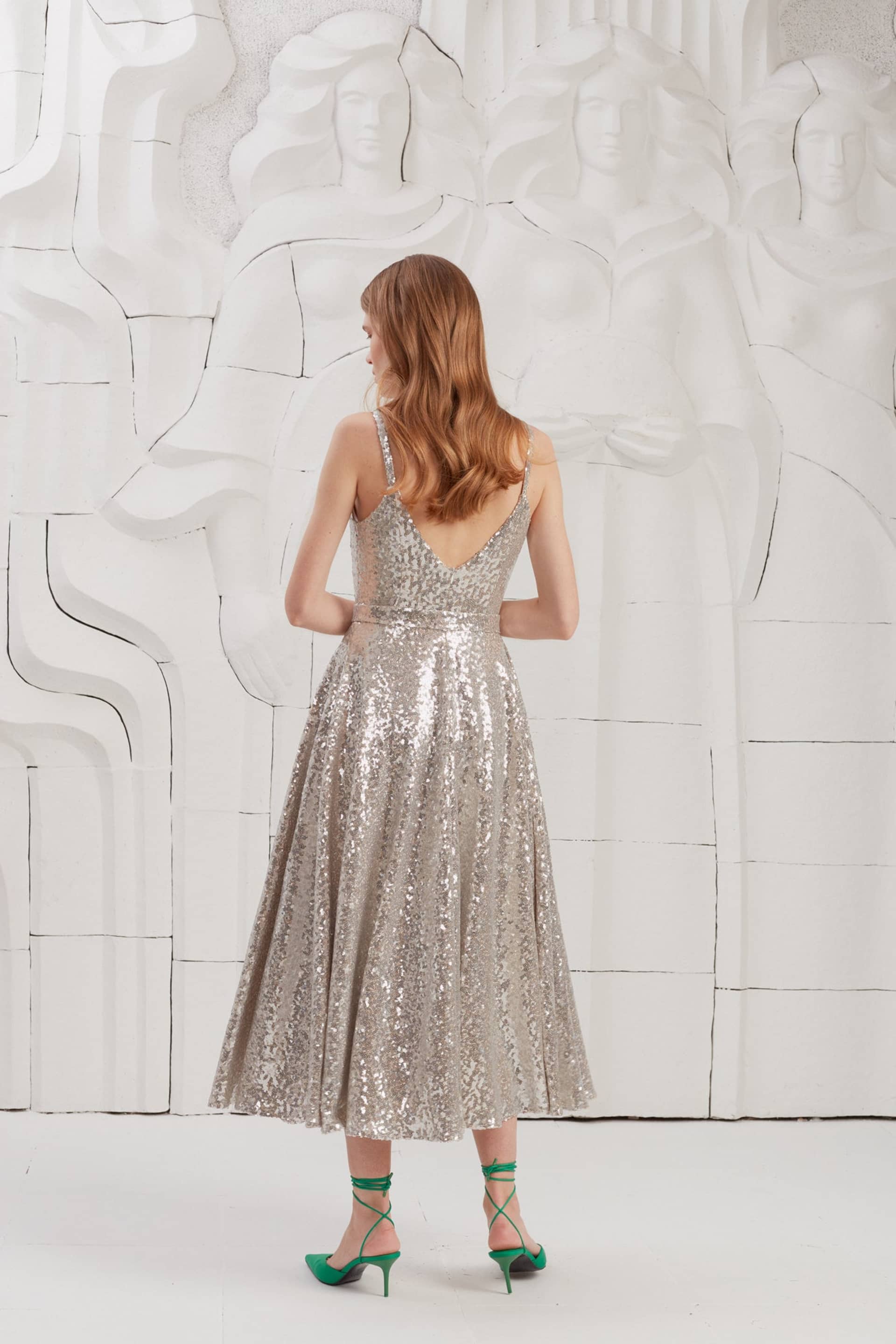 ADINA silver sequin midi dress made by UNDRESS