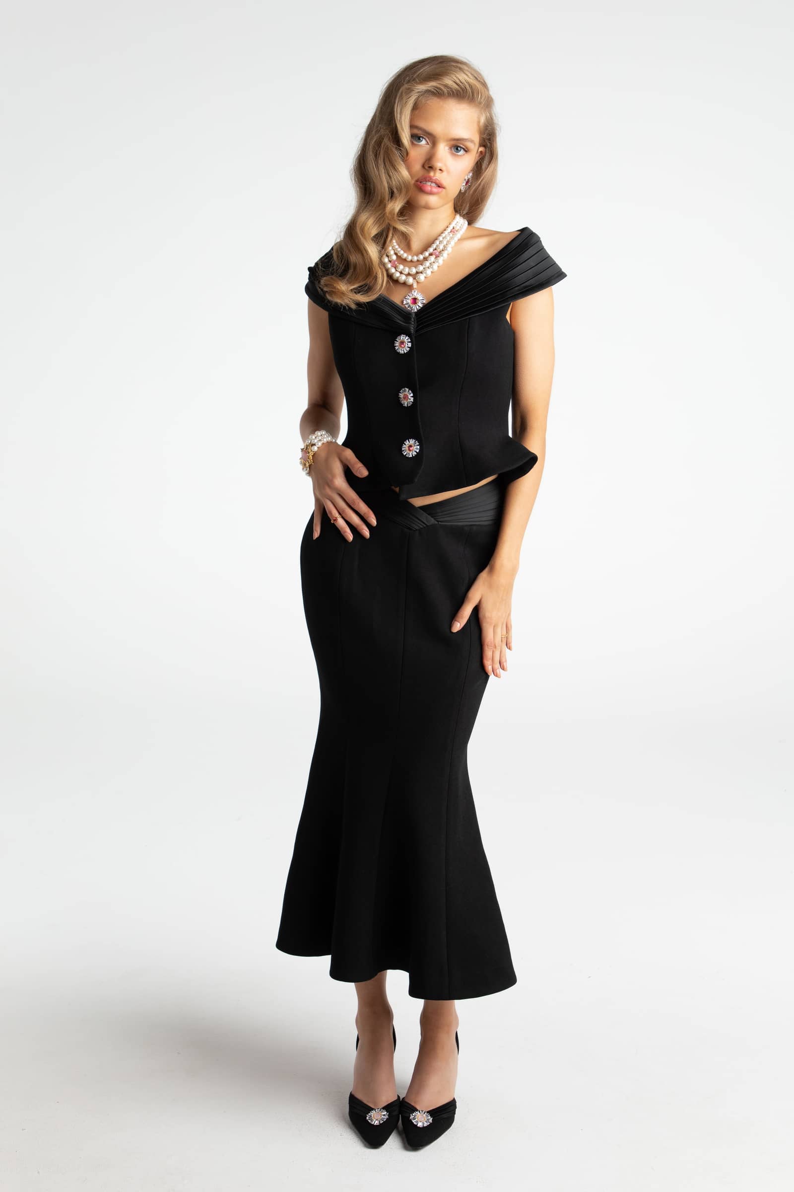 Belle Satin Top (Black) (Final Sale) in Black made by Nana Jacqueline