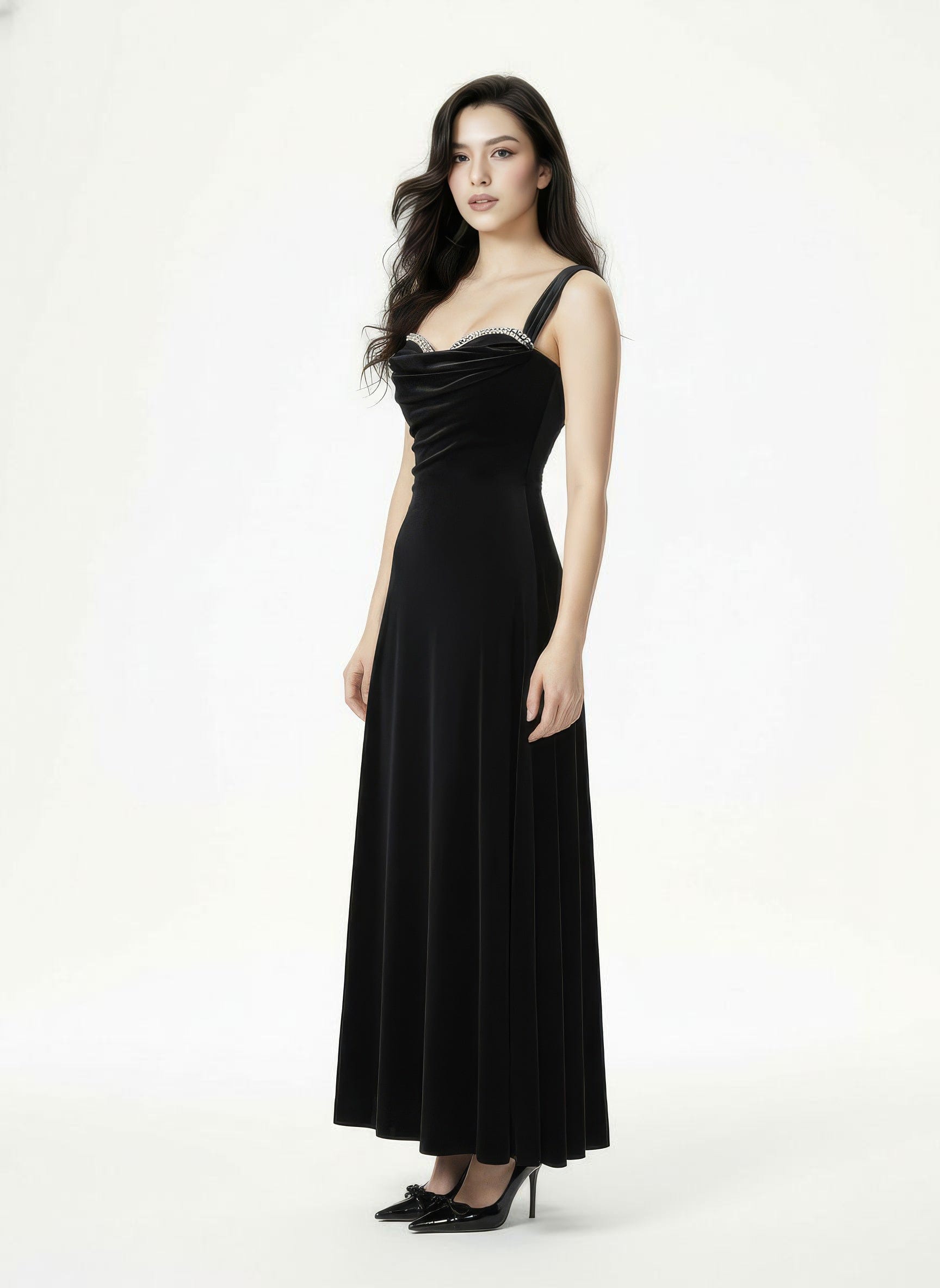 Belle Velvet Maxi Dress (Black) made by Nana Jacqueline