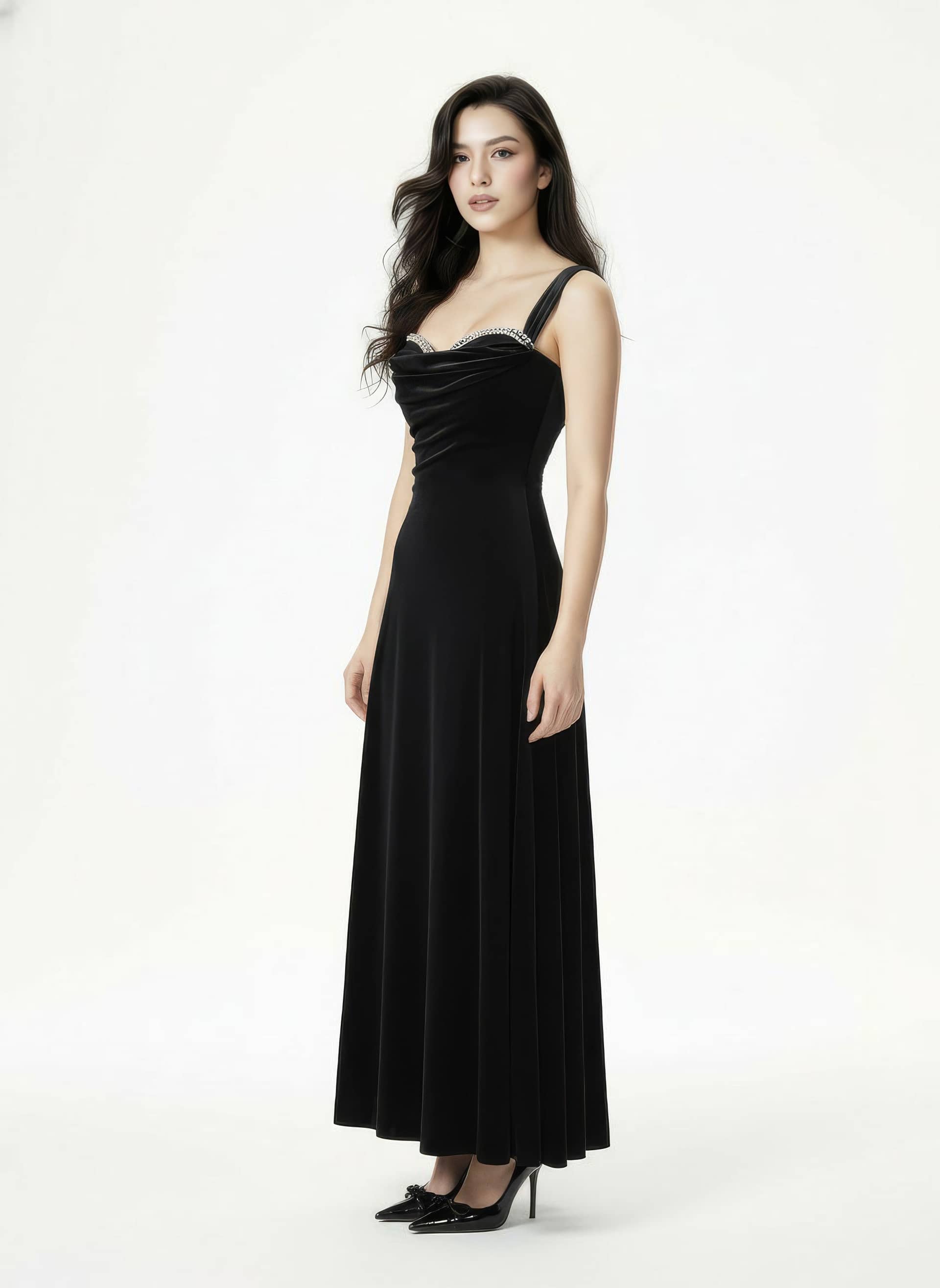 Belle Velvet Maxi Dress (Black) made by Nana Jacqueline
