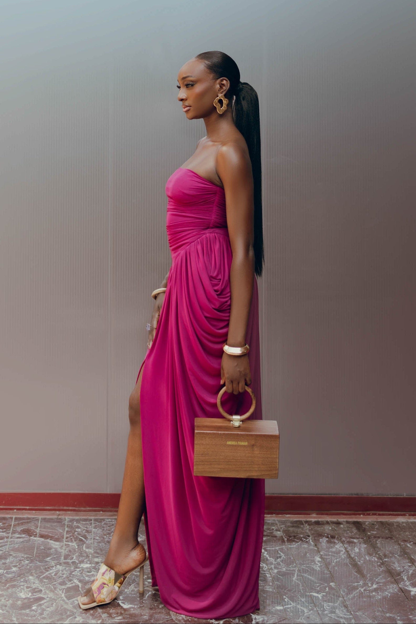 KATU MESH DRESS - PLUM made by Andrea Iyamah