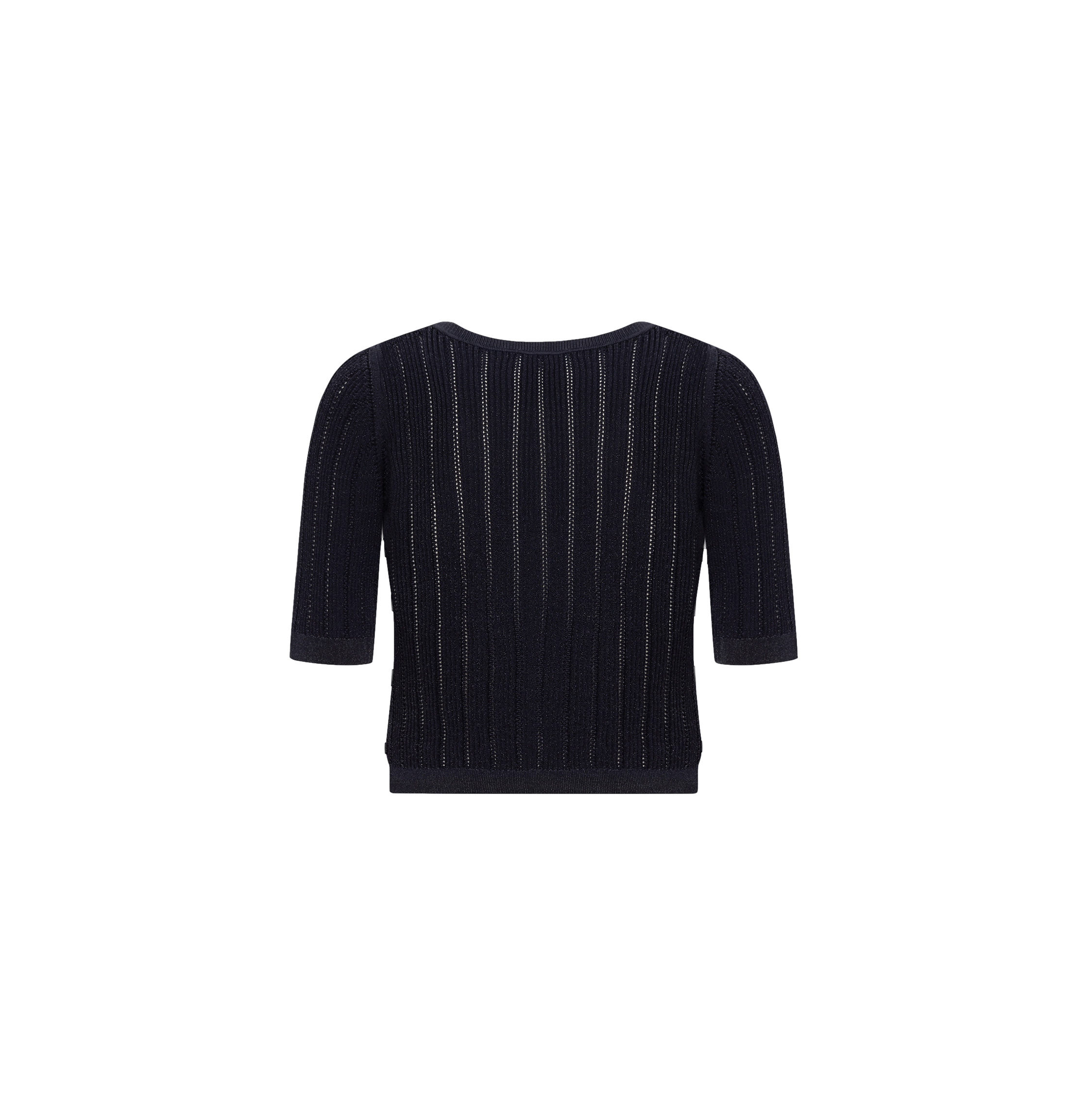 METALLIC BUTTON-EMBELLISHED CROPPED CARDIGAN in Blue made by CRUSH Collection