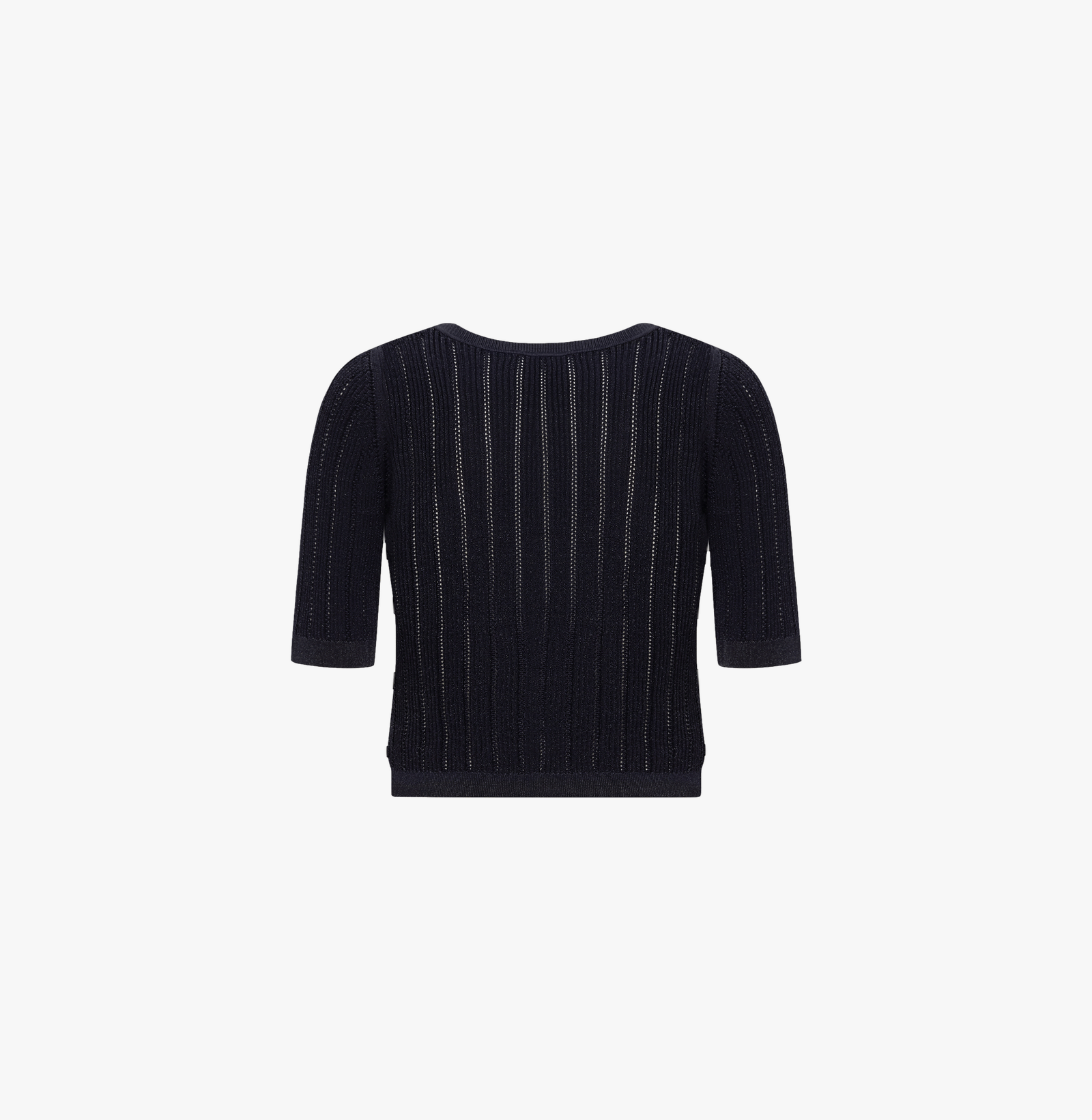 METALLIC BUTTON-EMBELLISHED CROPPED CARDIGAN in Blue made by CRUSH Collection