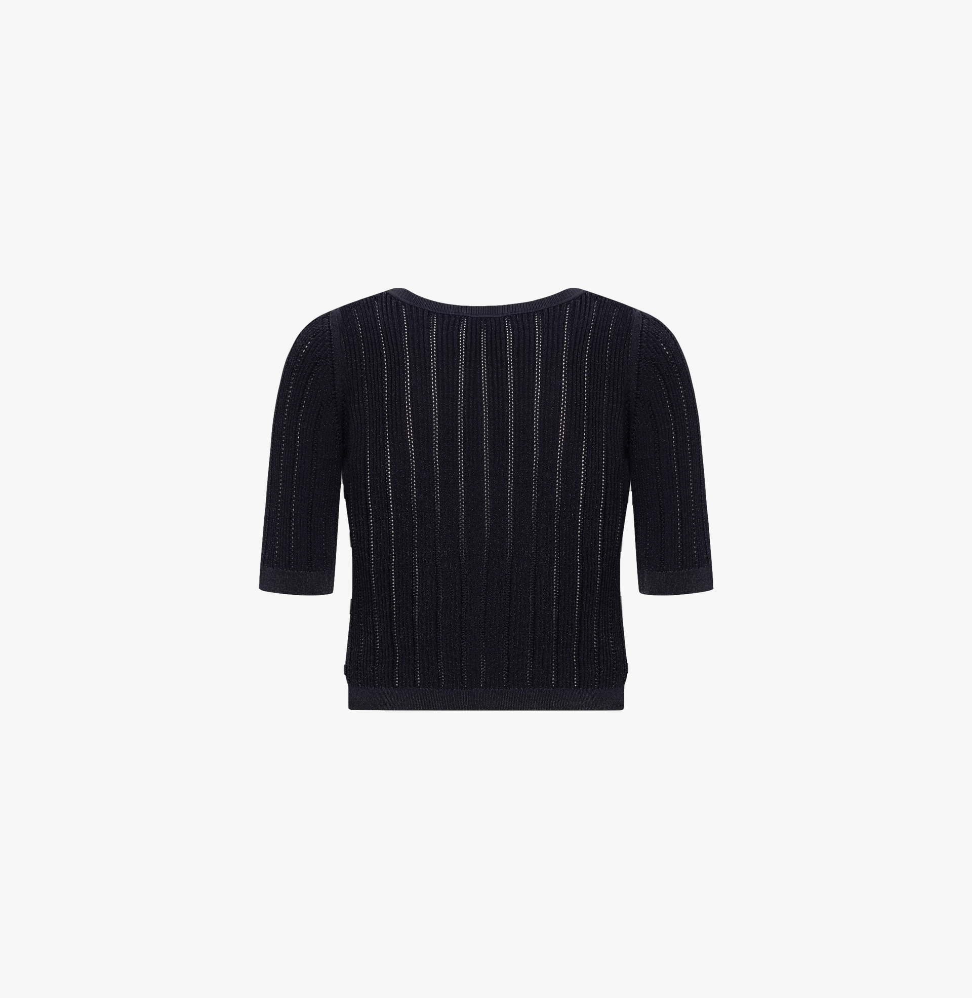 METALLIC BUTTON-EMBELLISHED CROPPED CARDIGAN in Blue made by CRUSH Collection