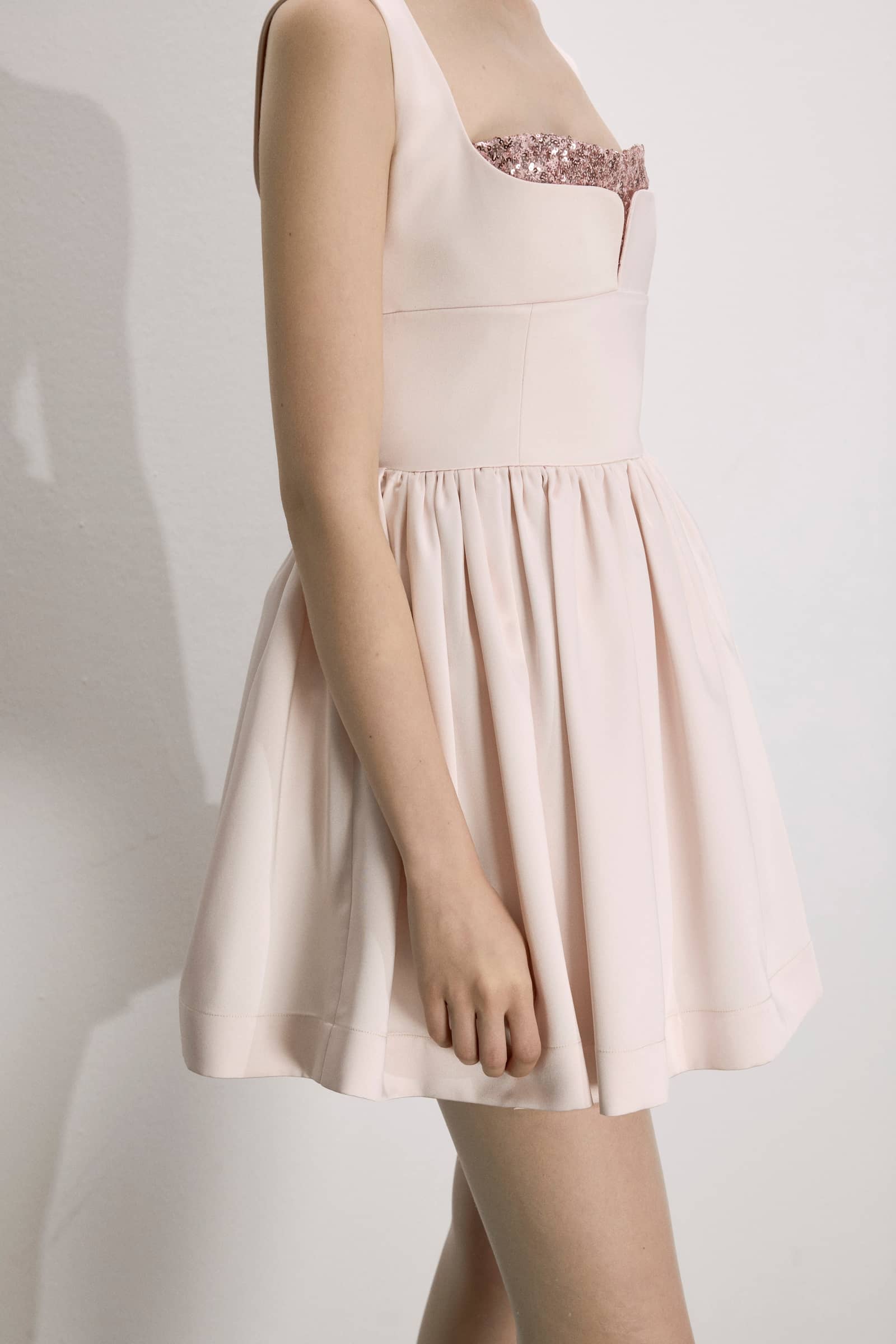 Leanne Satin Mini Dress In Sorbet made by Nazli Ceren