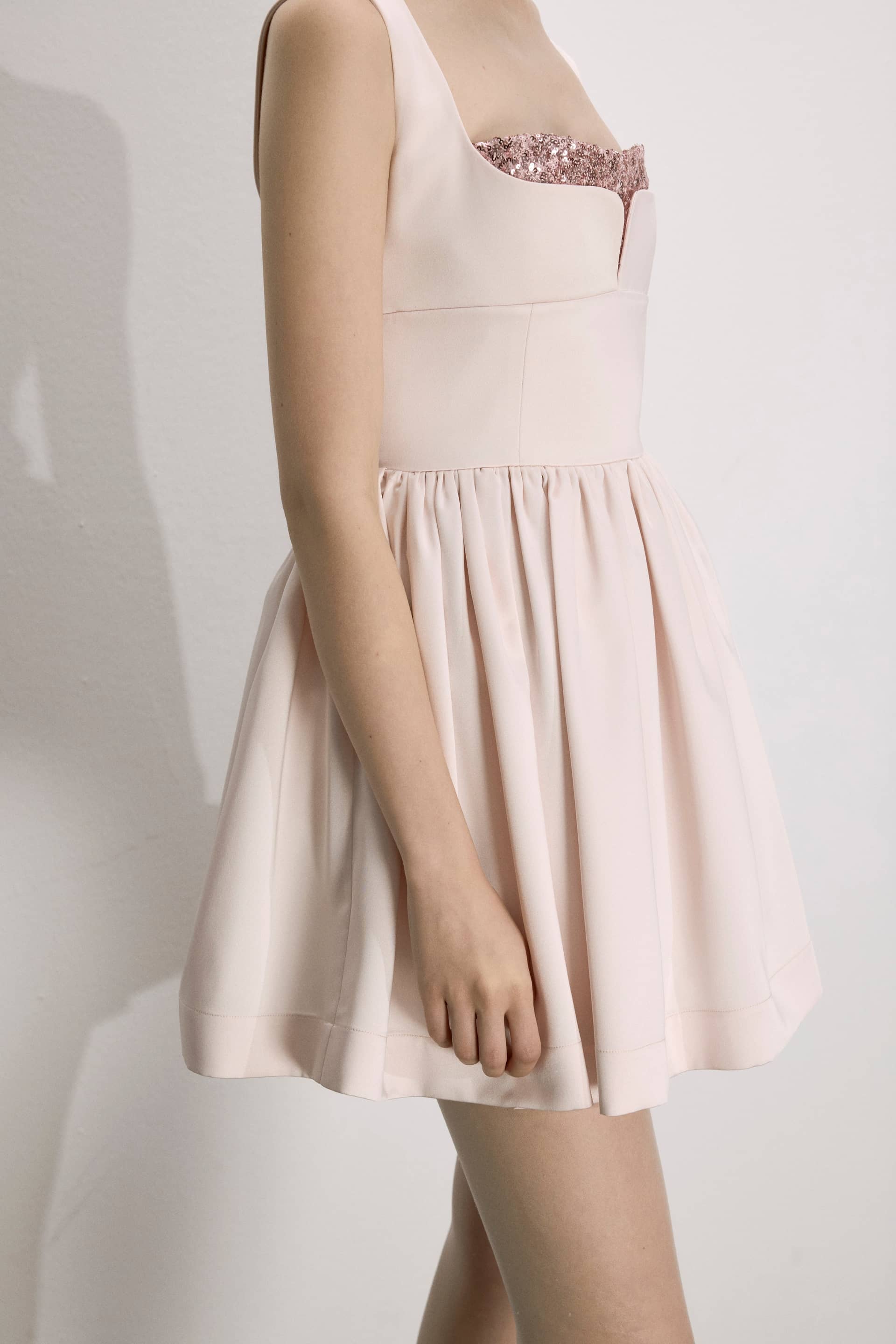 Leanne Satin Mini Dress In Sorbet made by Nazli Ceren