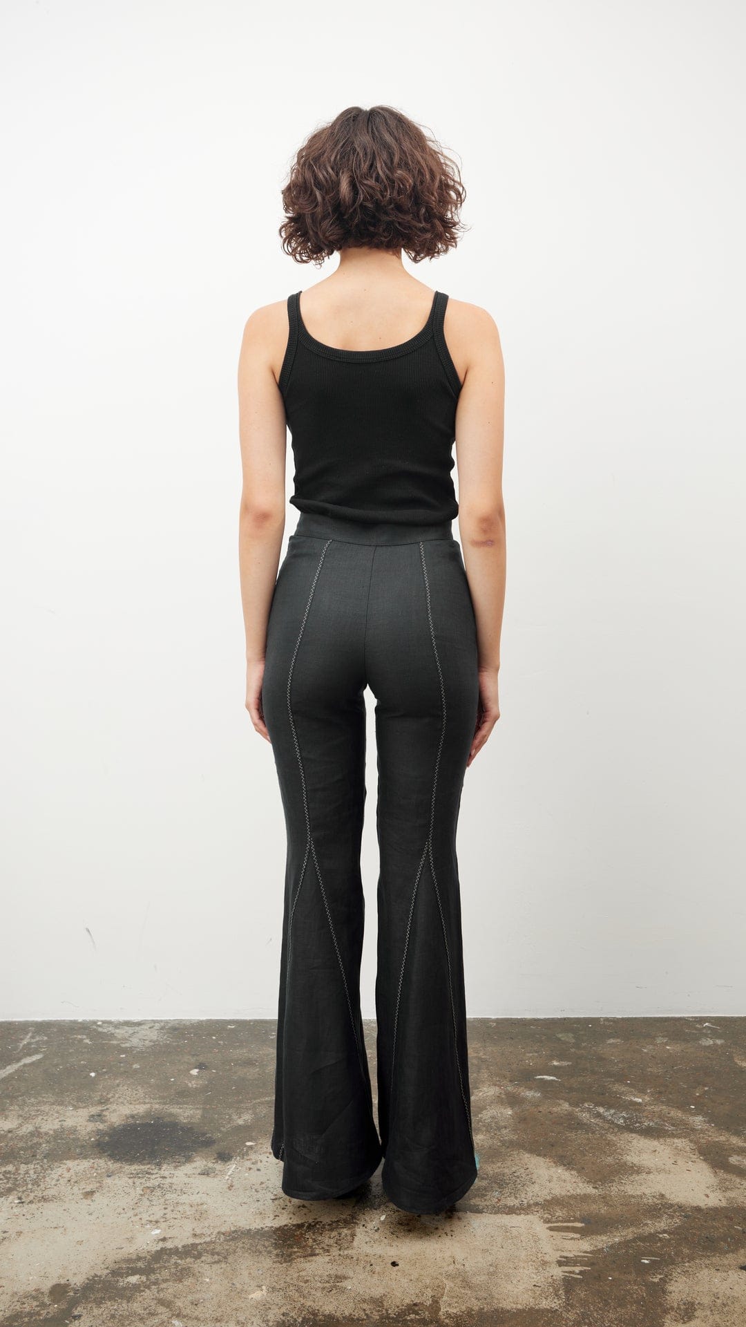 Black Zig-Zag Flare Pants made by Tamar Keburia