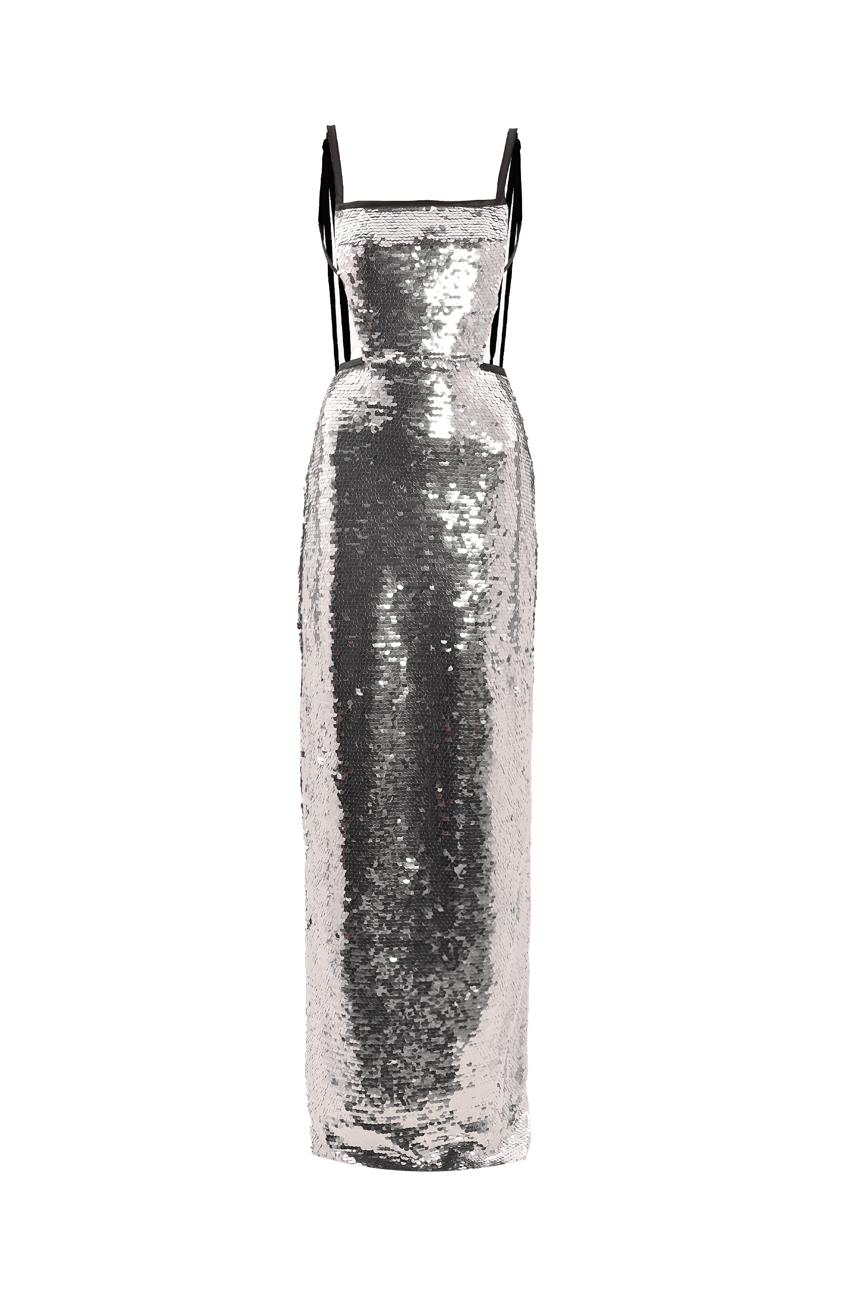 Silver sequins long dress made by Compte Spain