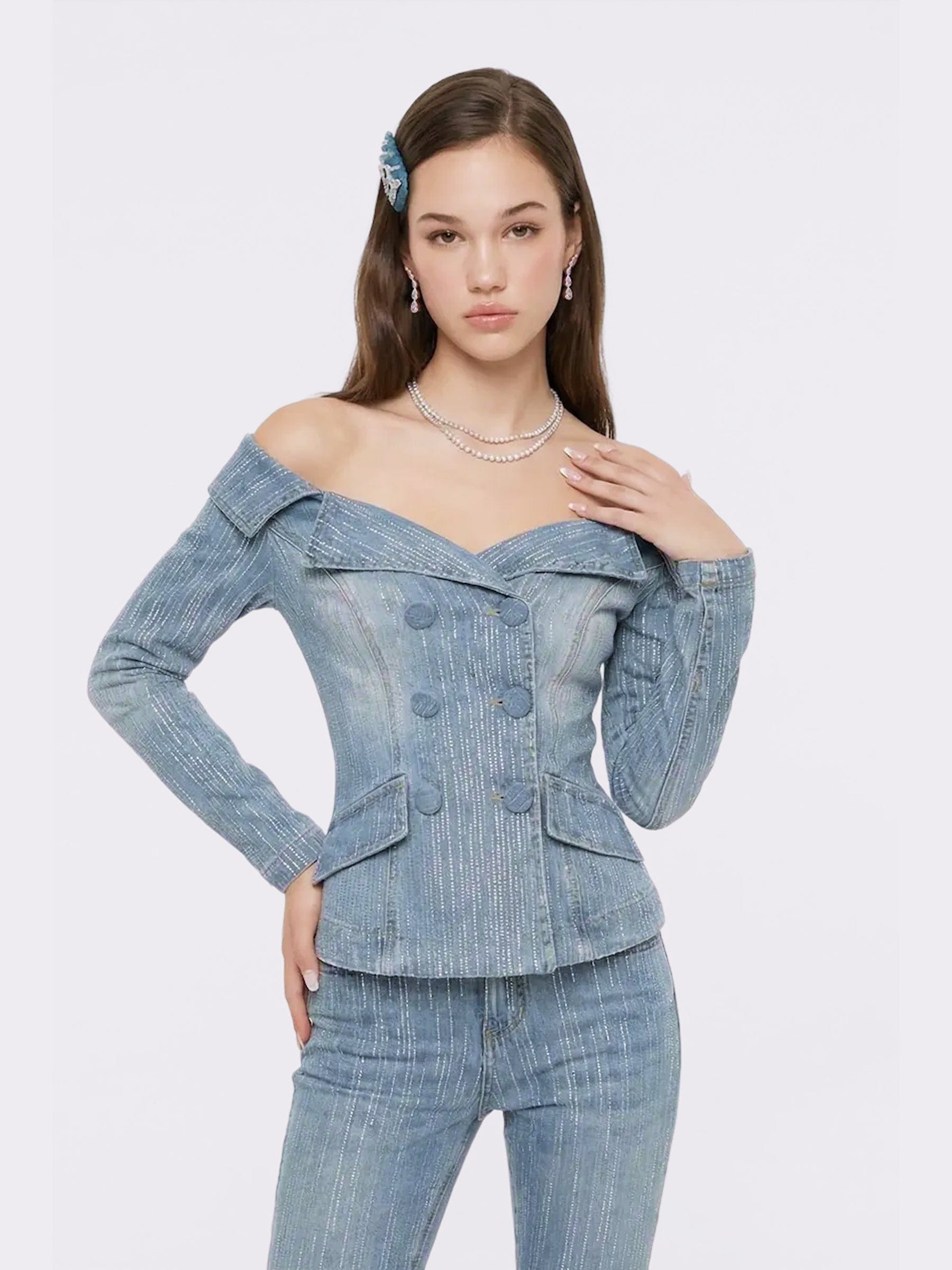 Monique Crystal Blue Denim Top made by Nana Jacqueline