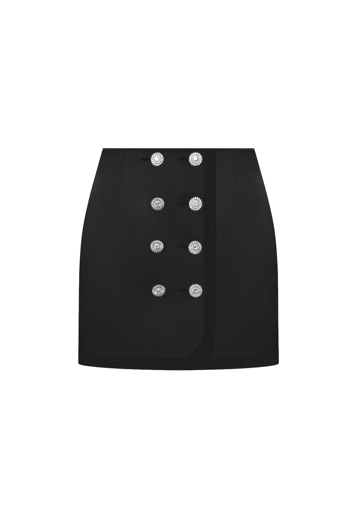 ZIRCON BUTTON MINI SKIRT made by KEBURIA