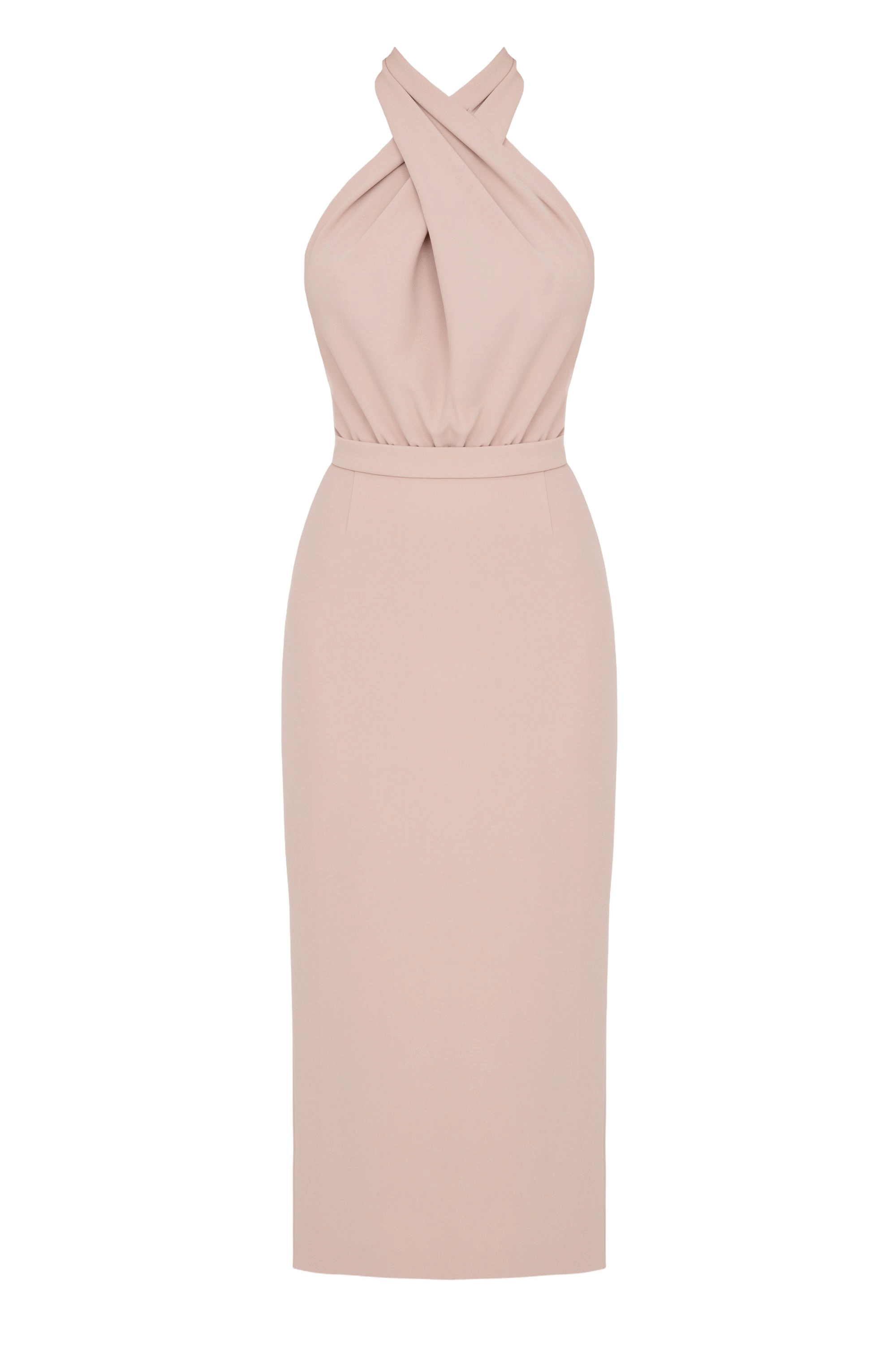CELIA Dusty Pink Halter Neck Midi Dress made by UNDRESS