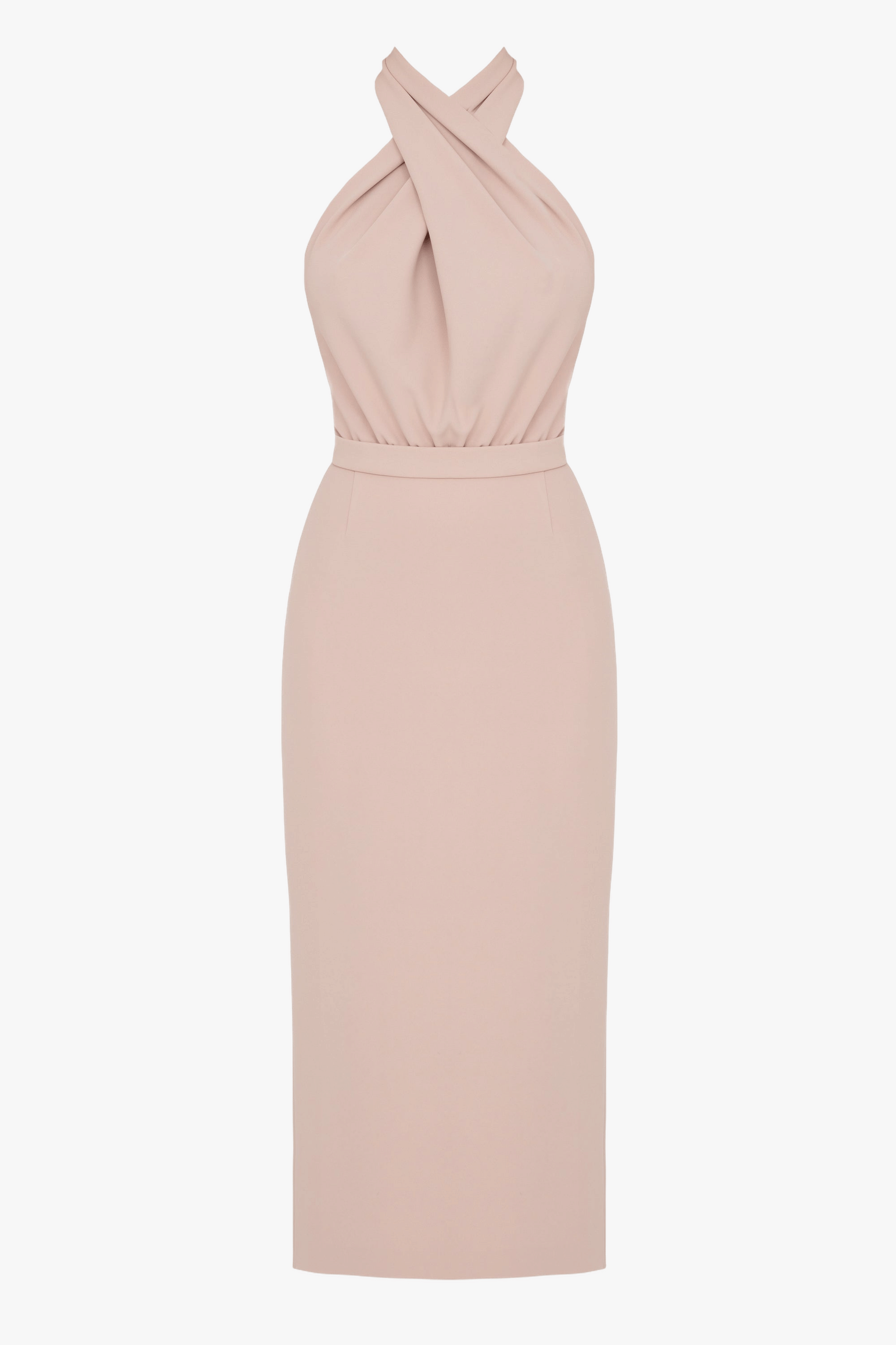 CELIA Dusty Pink Halter Neck Midi Dress made by UNDRESS