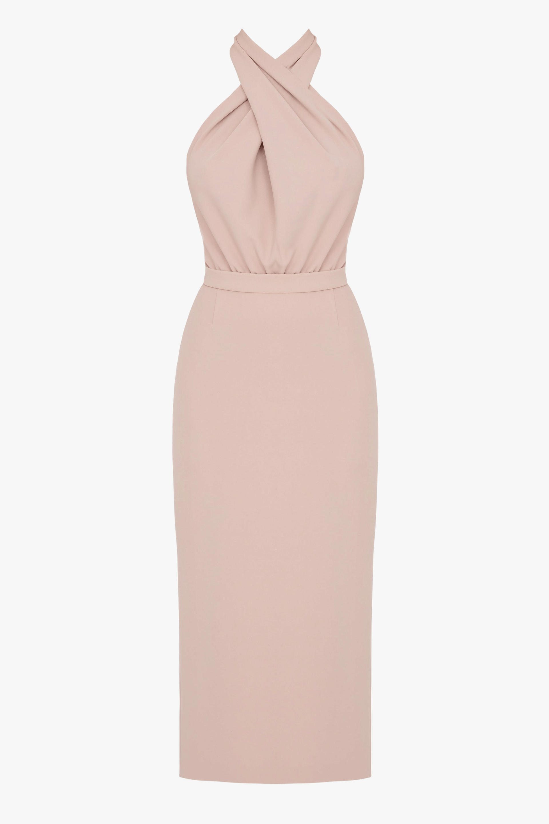 CELIA Dusty Pink Halter Neck Midi Dress made by UNDRESS