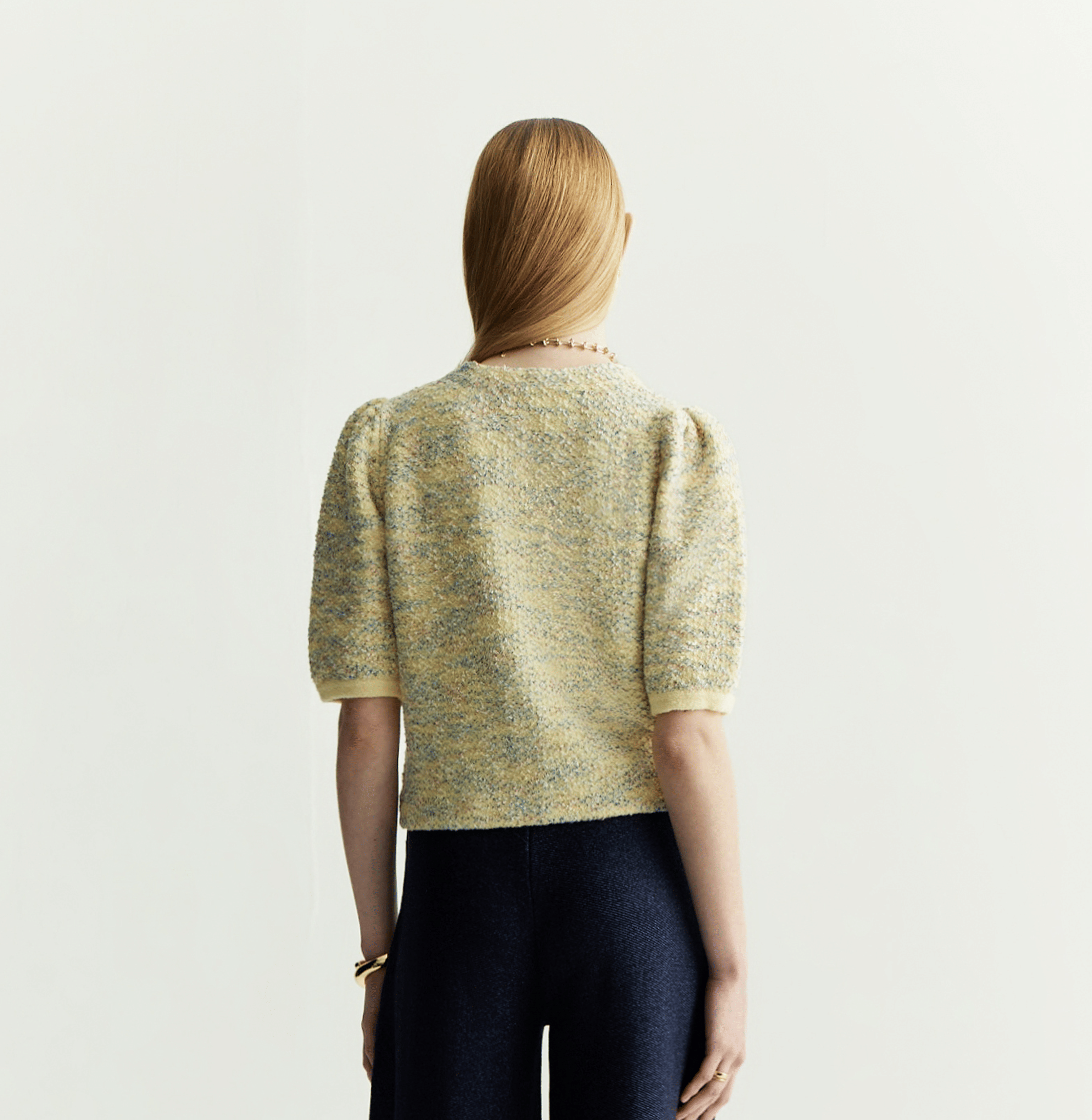 FANCY BOUCLÉ SHORT-SLEEVED JACKET made by CRUSH Collection