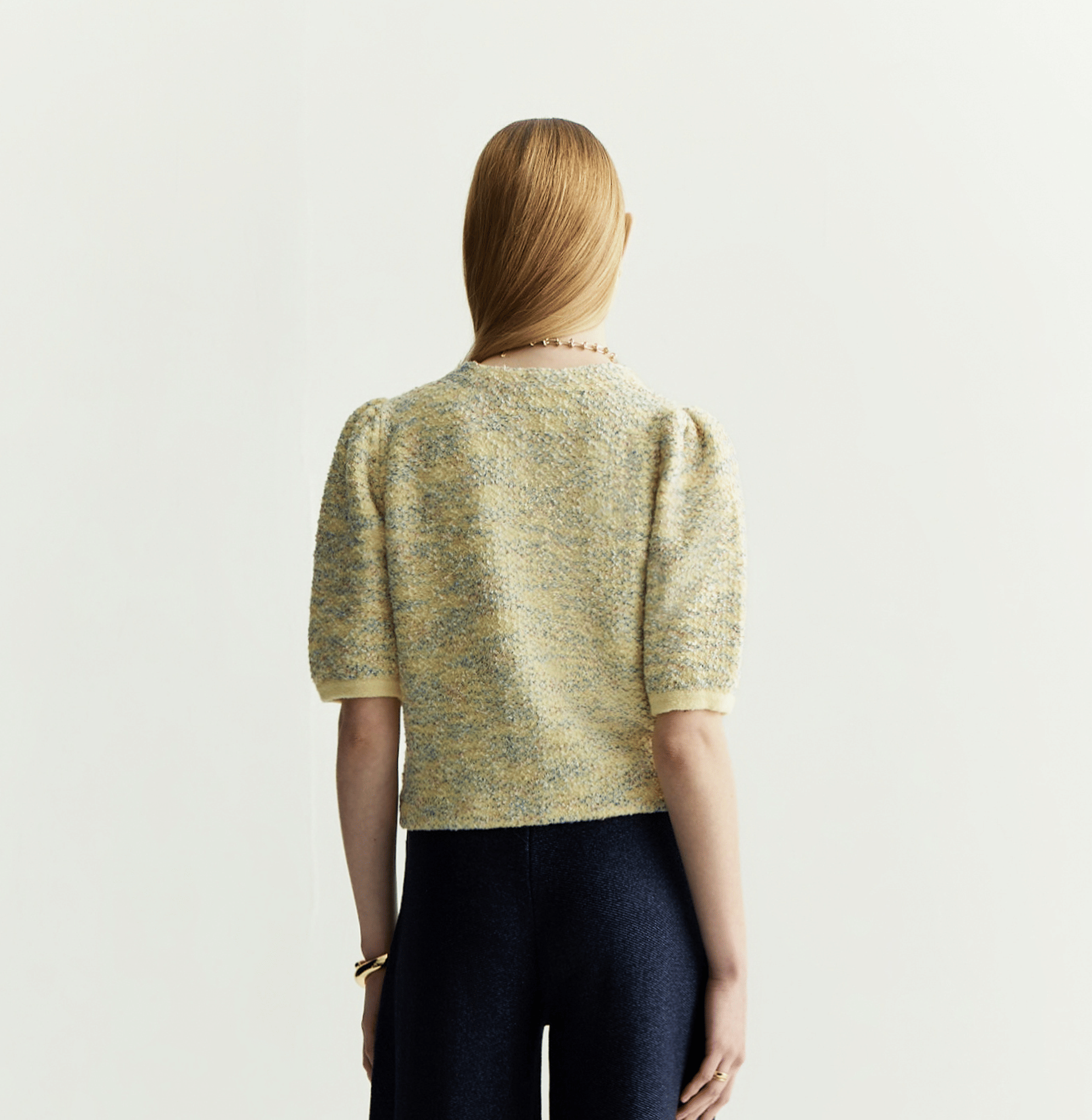 FANCY BOUCLÉ SHORT-SLEEVED JACKET made by CRUSH Collection