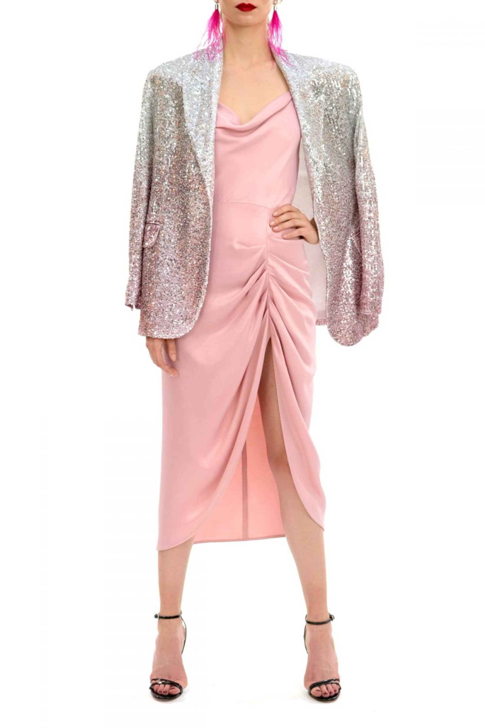 Sequin Blazer Gioia Silver Peony made by HALEWSKI