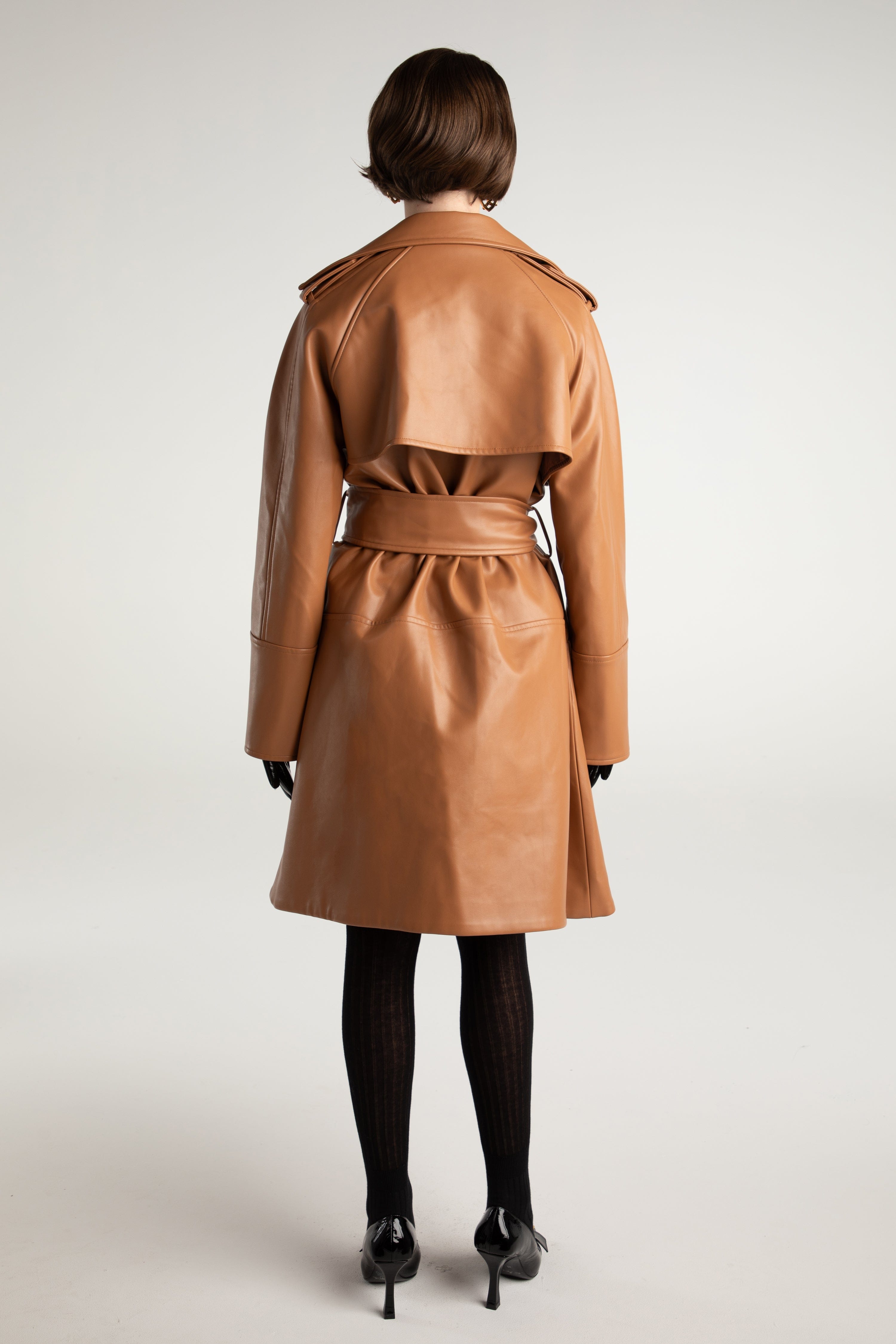 Keira Leather Trench Coat (Brown) (Final Sale) made by Nana Jacqueline