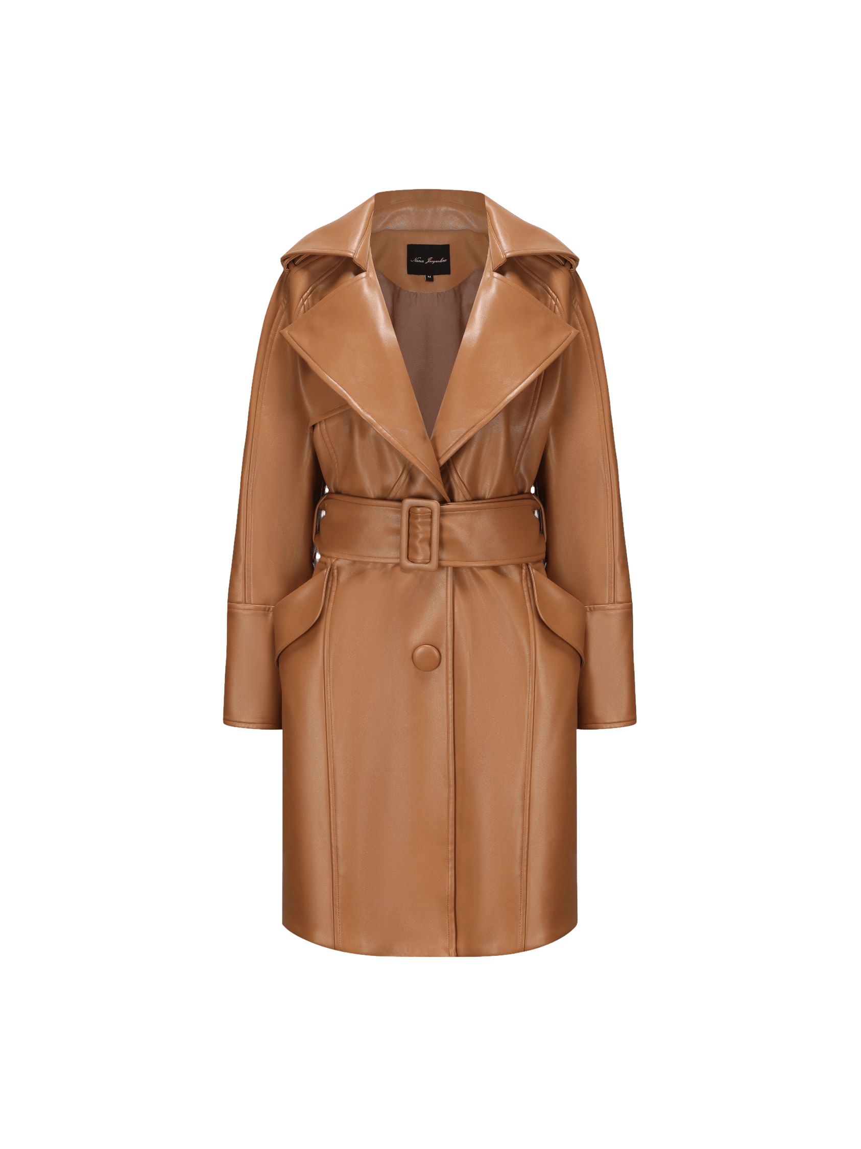 Keira Leather Trench Coat (Brown) (Final Sale) in Brown made by Nana Jacqueline