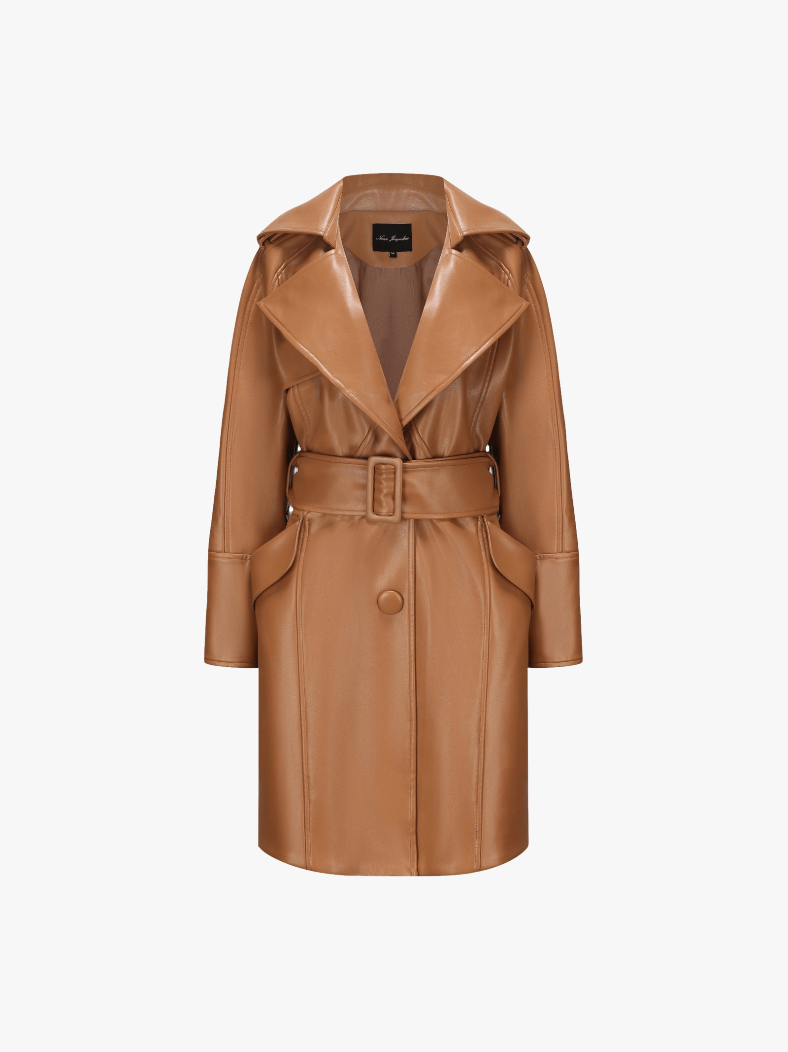 Keira Leather Trench Coat (Brown) (Final Sale) in Brown made by Nana Jacqueline