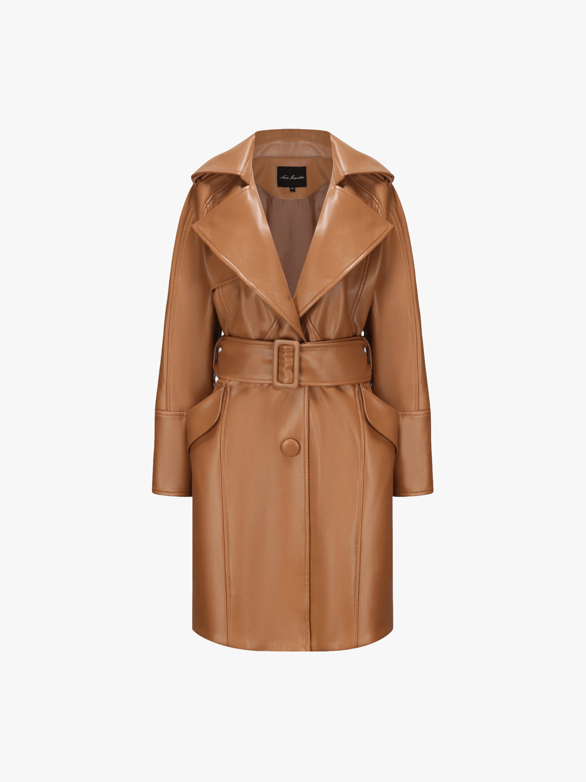 Keira Leather Trench Coat (Brown) (Final Sale) in Brown made by Nana Jacqueline