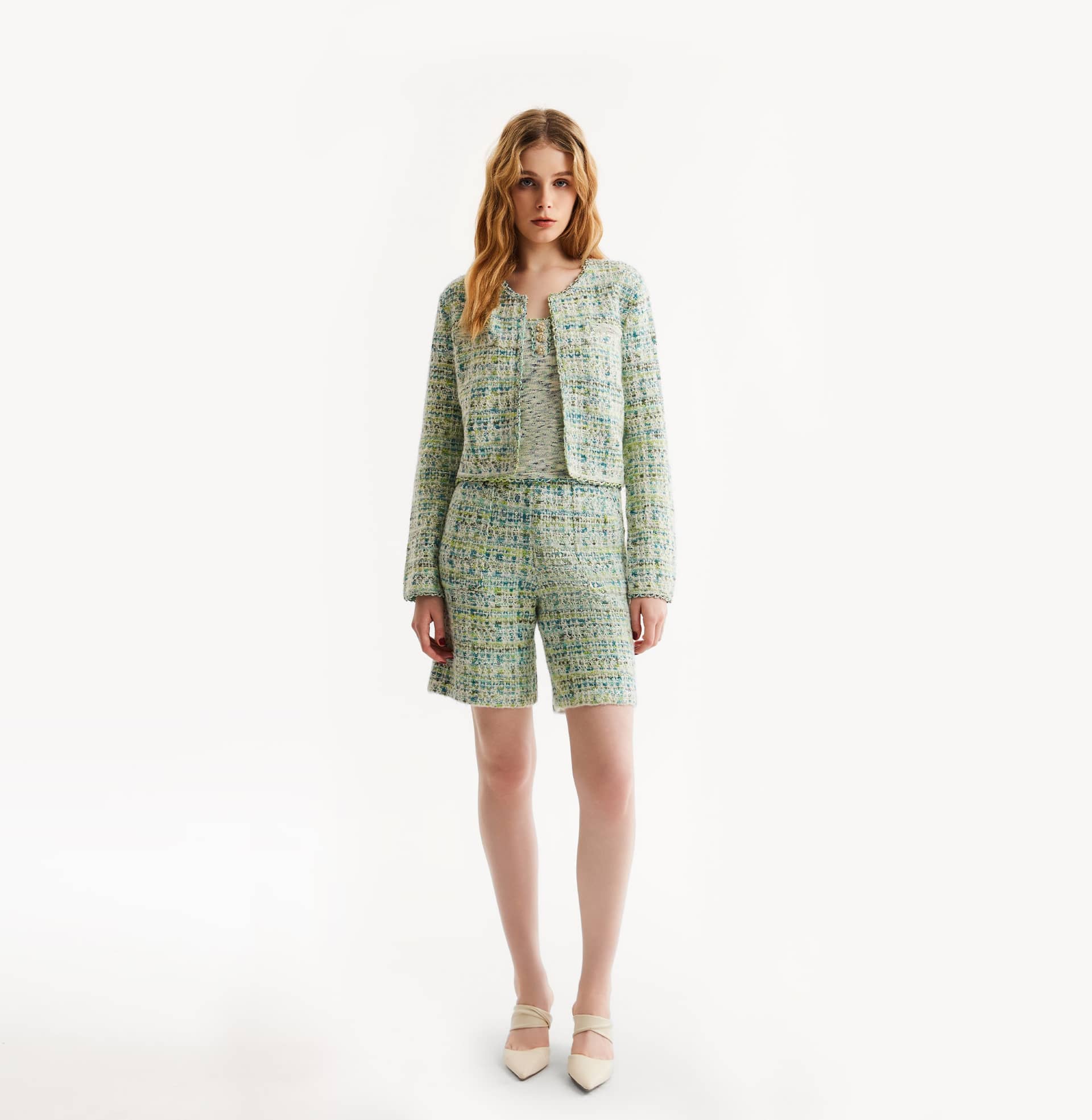 CHECK TWEED BERMUDA SHORTS made by CRUSH Collection