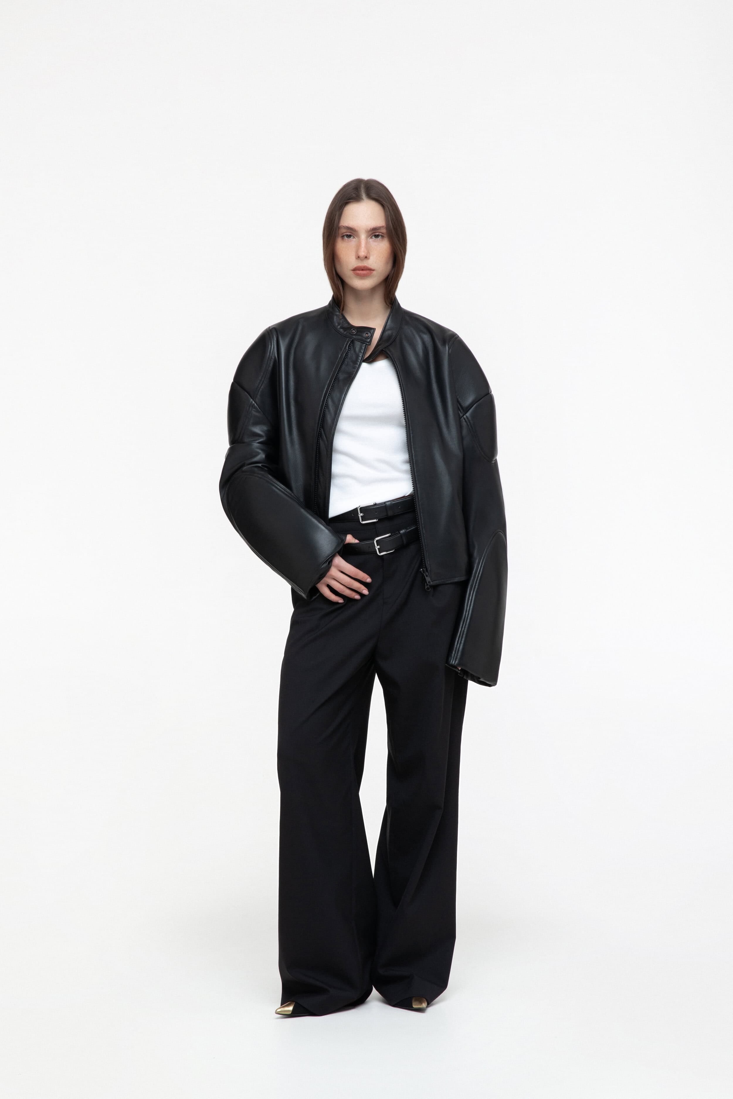 Leather moto jacket made by AFTERHOURS