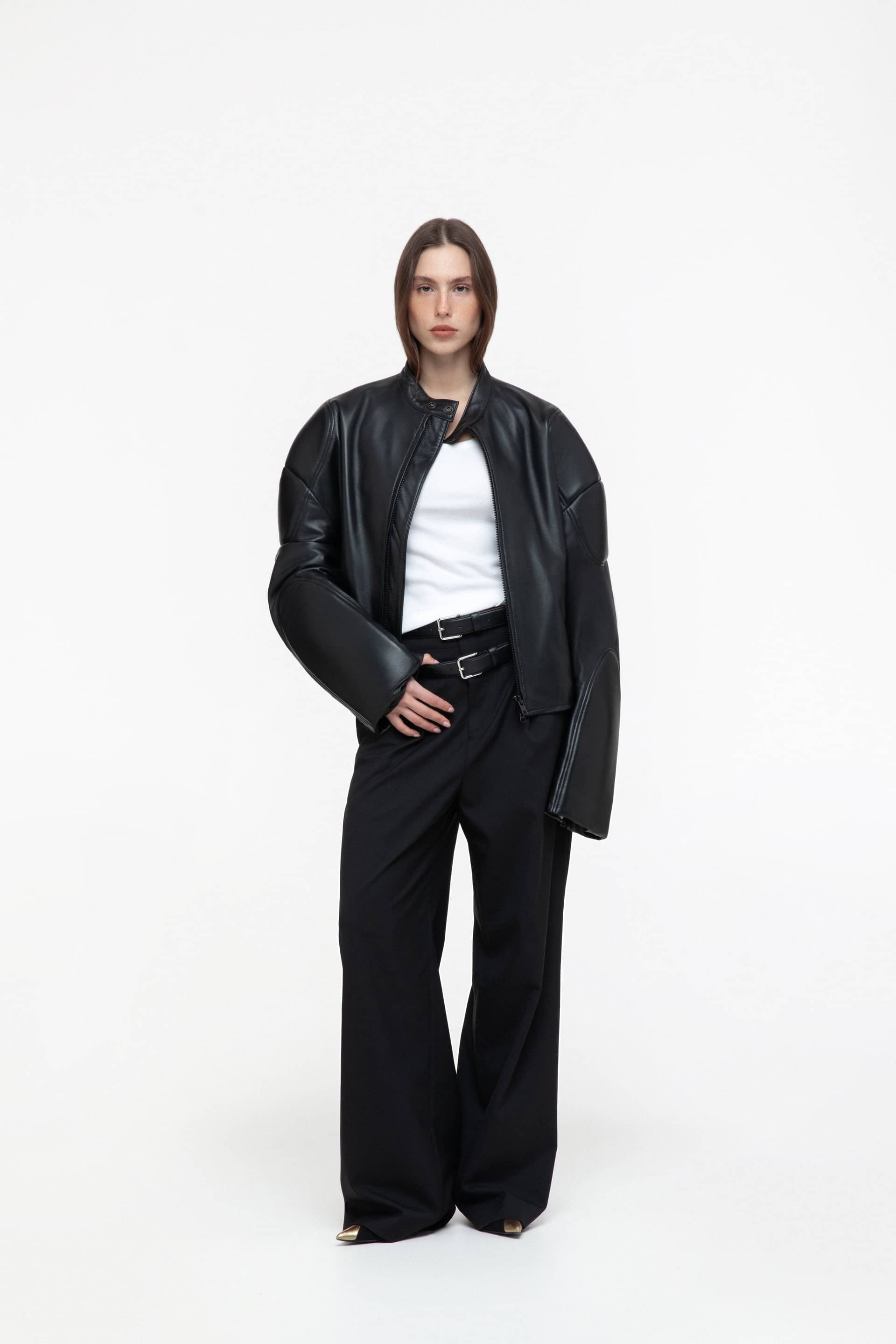 Leather moto jacket made by AFTERHOURS