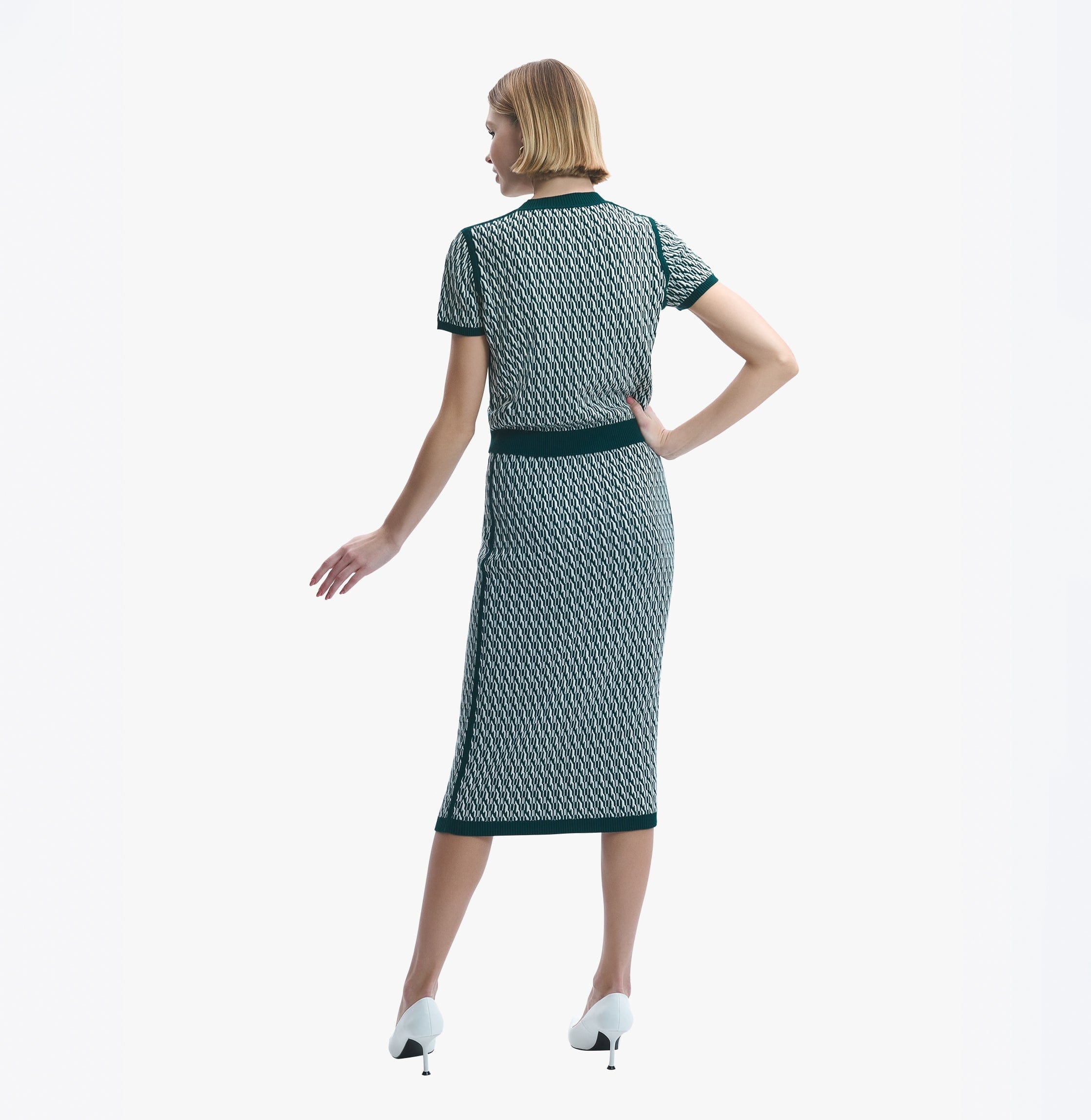 COTTON AND CASHMERE TWO-TONE SHORT-SLEEVED BLOUSE in Green made by CRUSH Collection