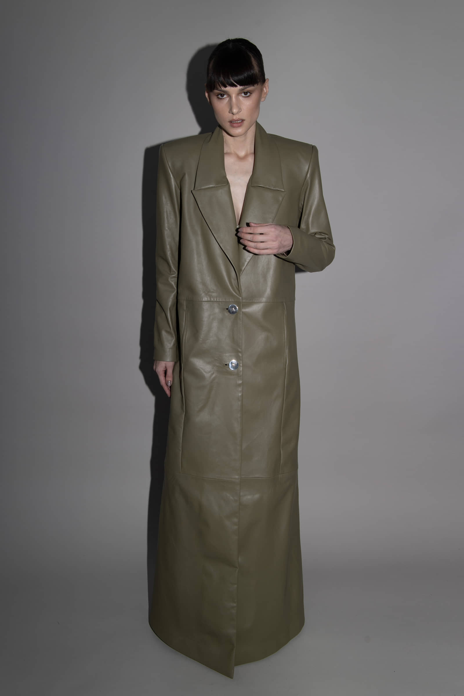 lambskin MAXI COAT in Green made by Vestiaire d'un Oiseau Libre