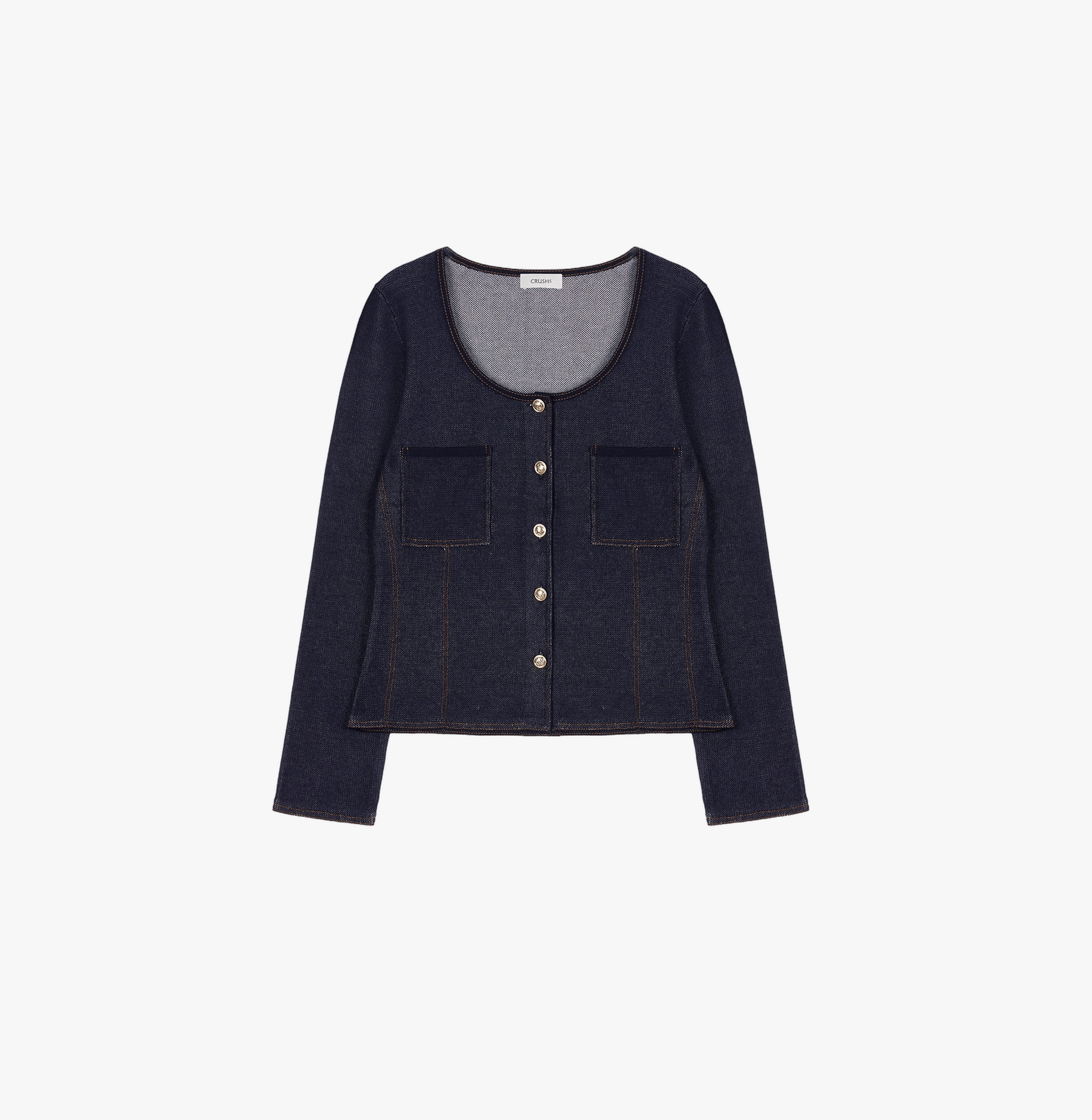 DENIM-LOOK U-NECK JACKET made by CRUSH Collection