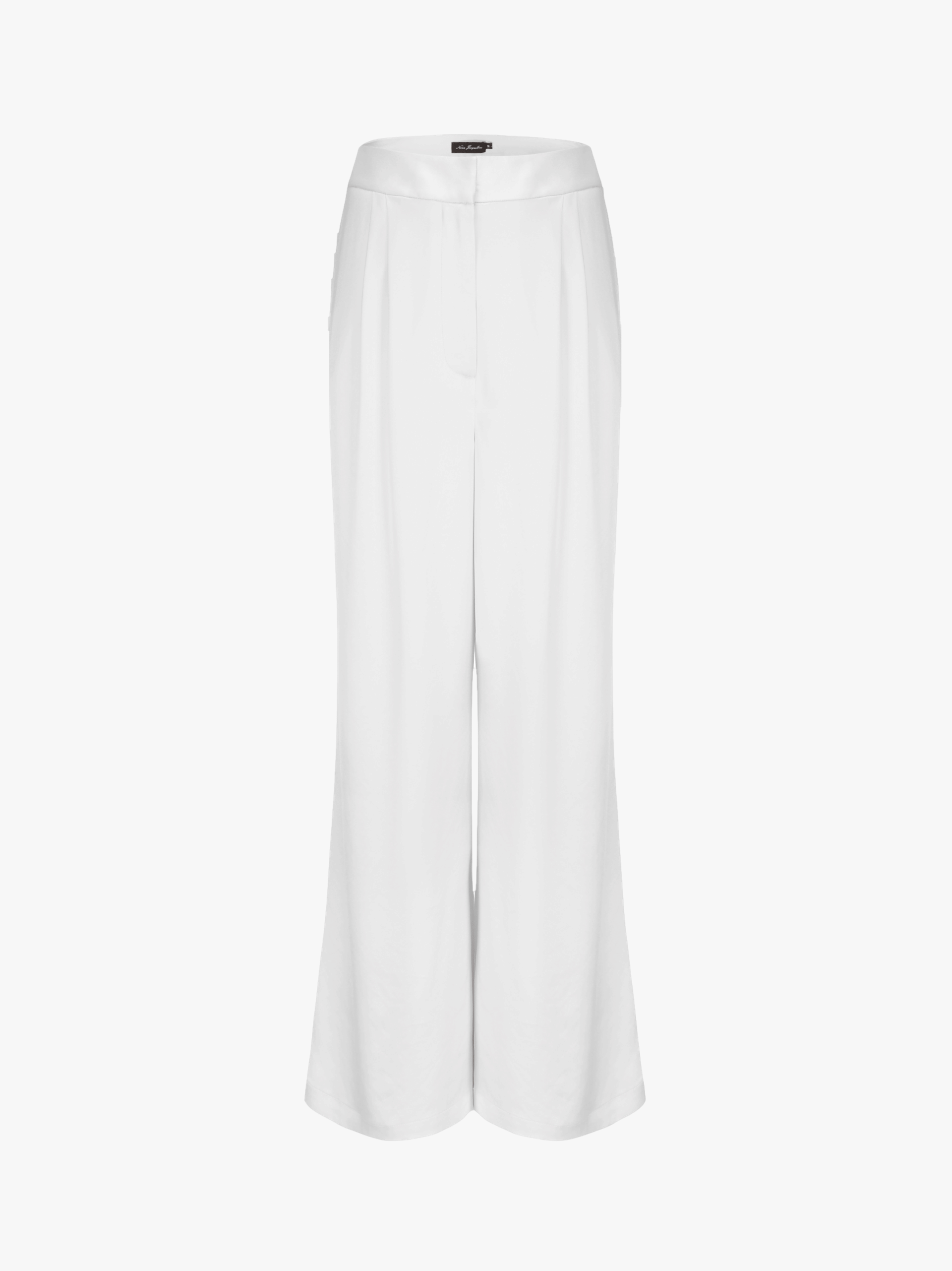 Alexandra Satin Pants (White) (Final Sale) in White made by Nana Jacqueline