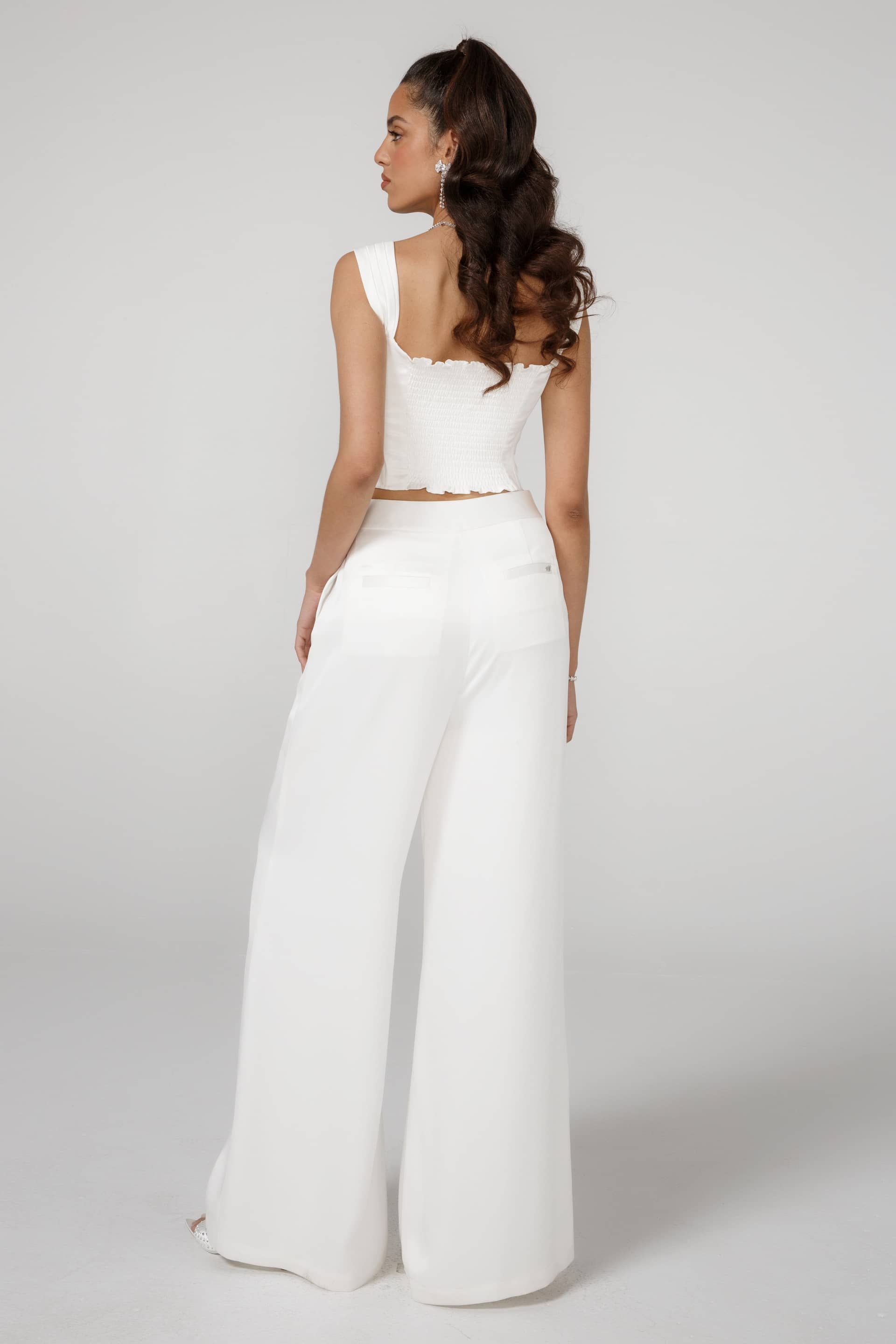 Alexandra Satin Pants (White) (Final Sale) in White made by Nana Jacqueline