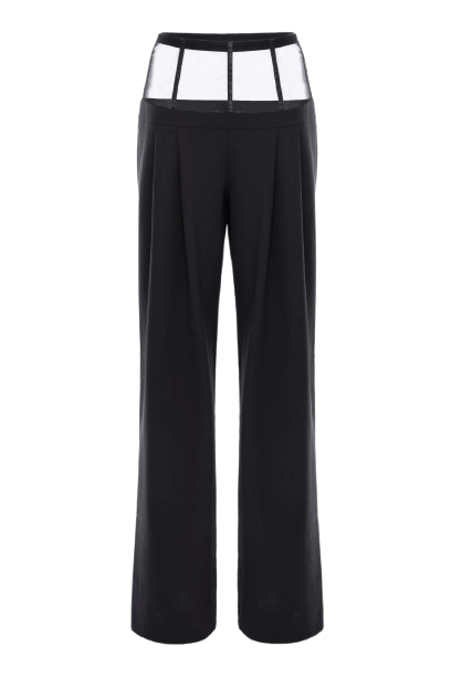 Mesh and Wool Pants in Black made by Aureliana