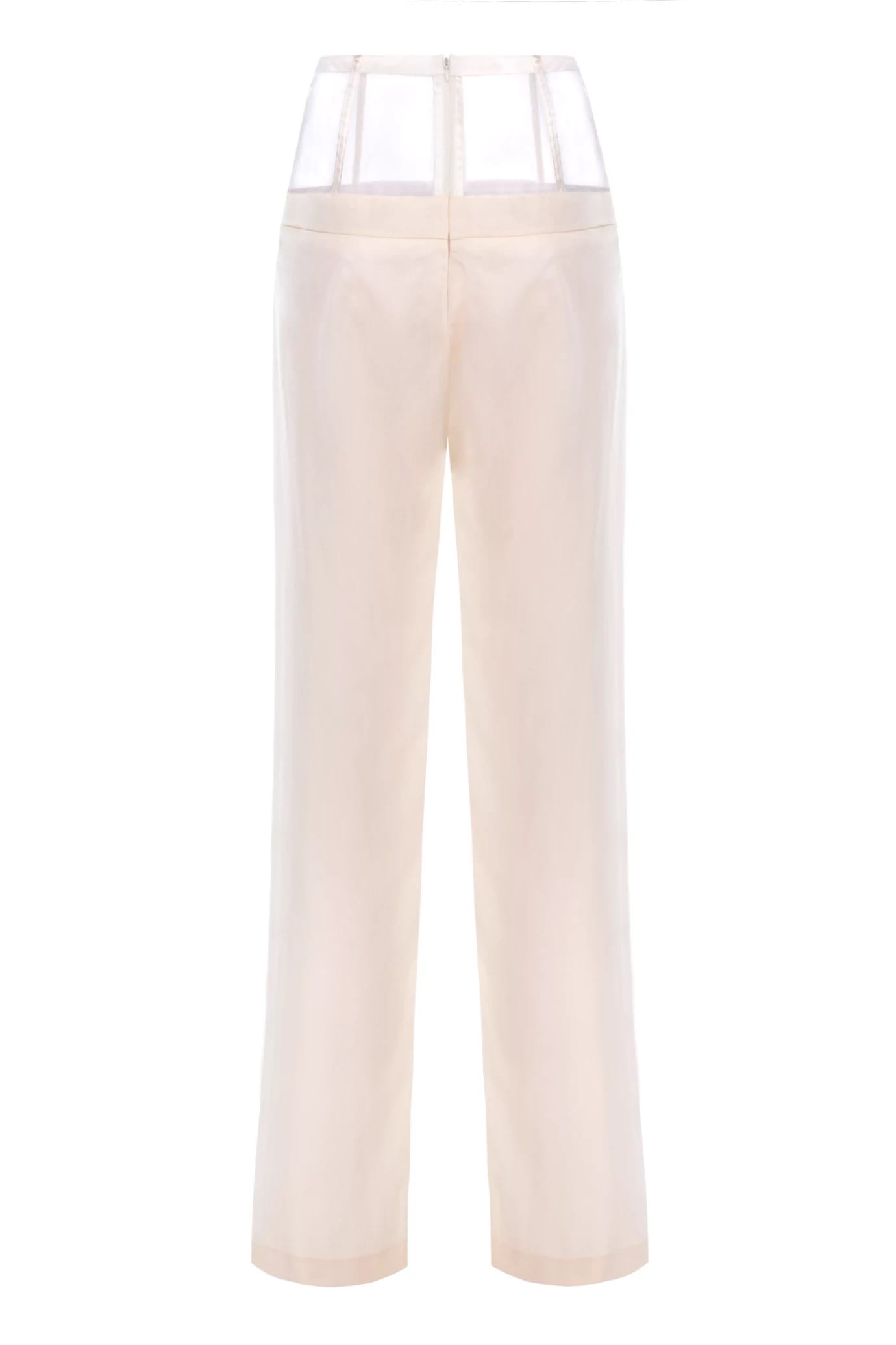 Mesh and Wool Pants in White made by Aureliana